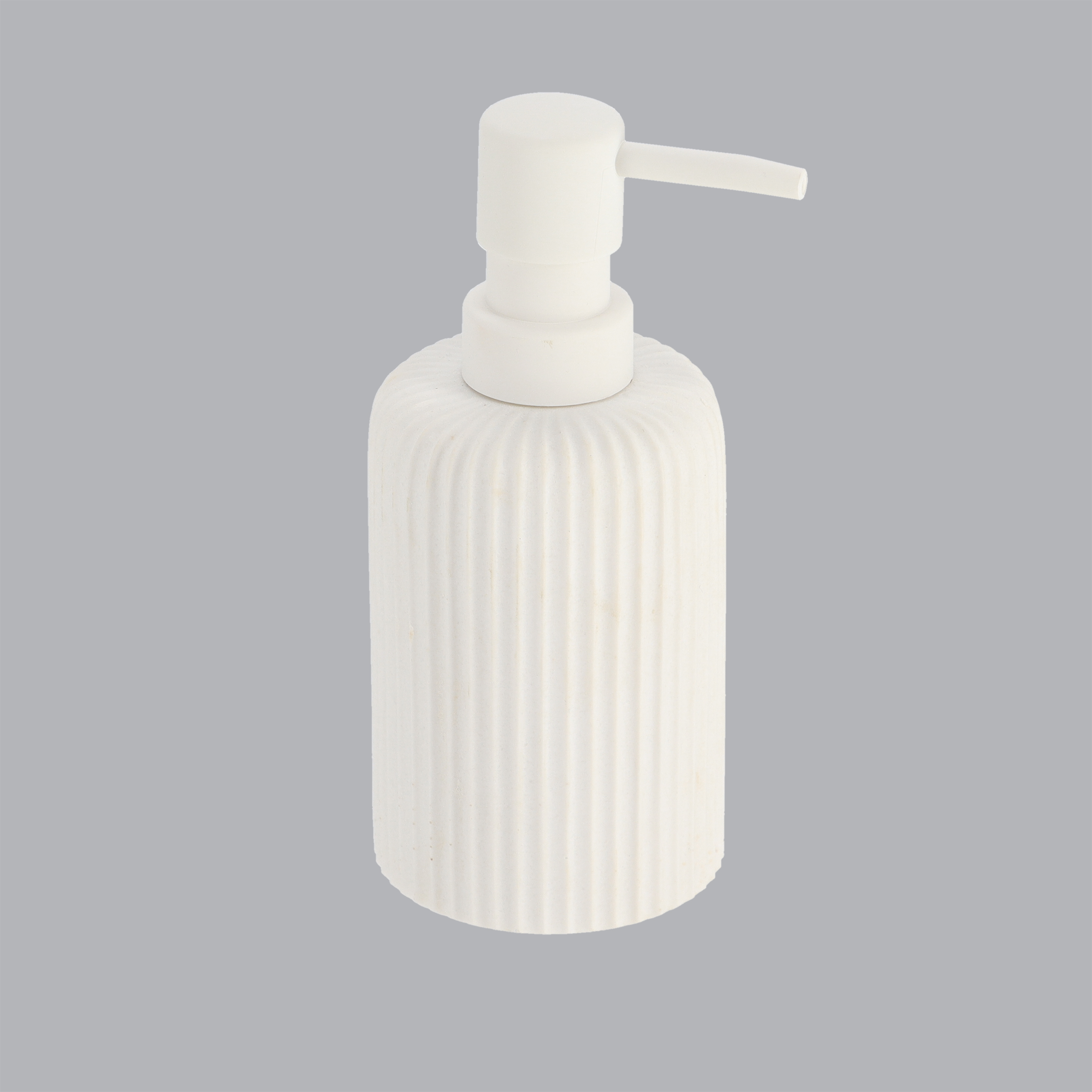 SET GOBELET DISTRIBUTEUR A SAVON ET PORTE SAVON POLYRESINE STRIEE - BLANC
