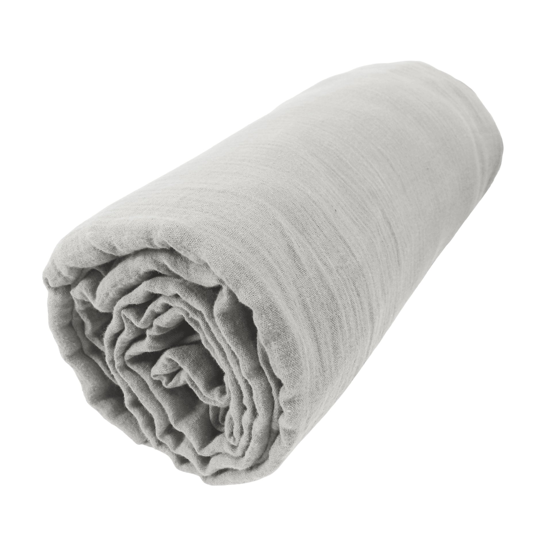 Drap housse gaze de coton (140 x 200 cm) Gaïa Gris nuage