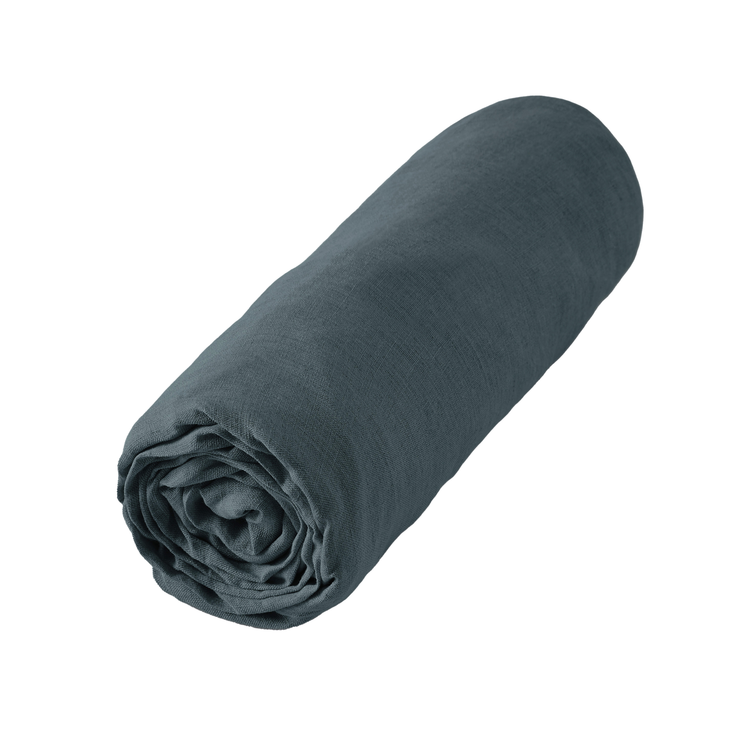 Drap housse lin lavé (180 cm) Louise Gris ardoise 3