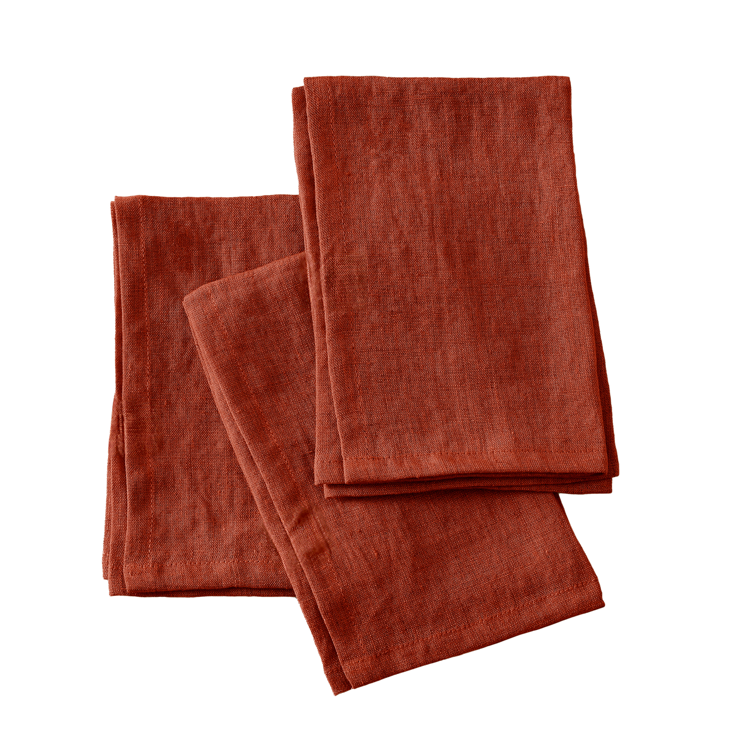 Lot de 3 serviettes lin lavé Louise Terracotta