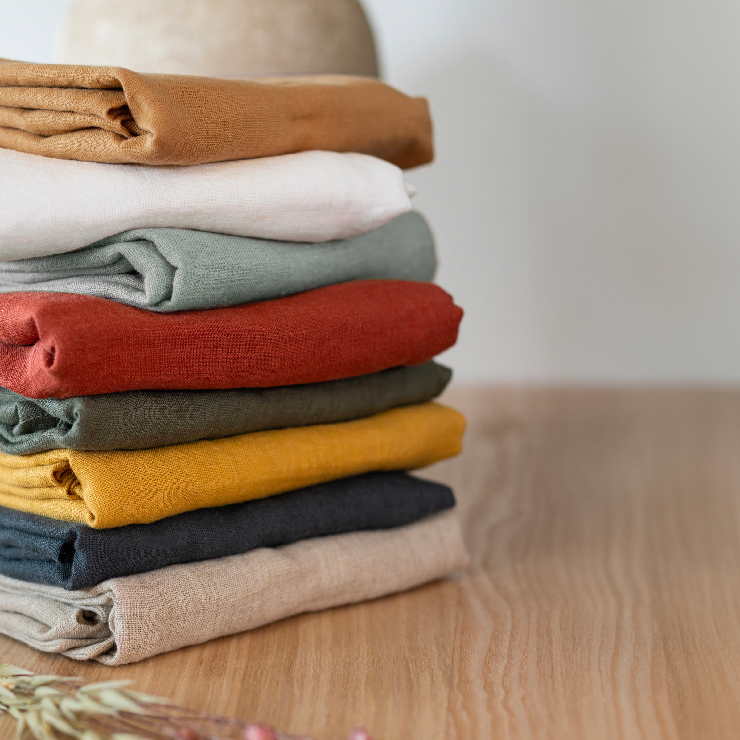 Lot de 3 serviettes lin lavé Louise Terracotta