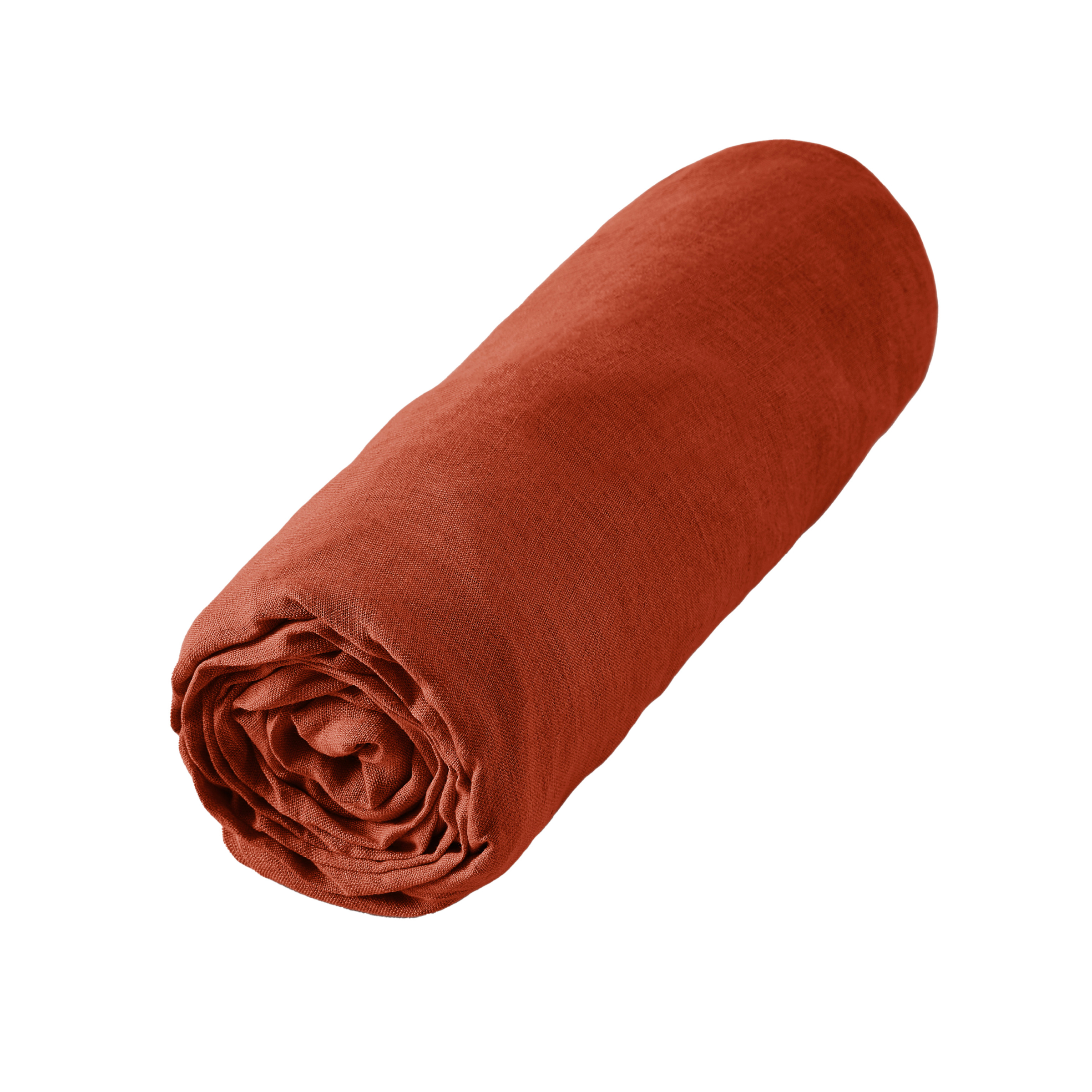 Drap housse lin lavé (180 cm) Louise Terracotta 3