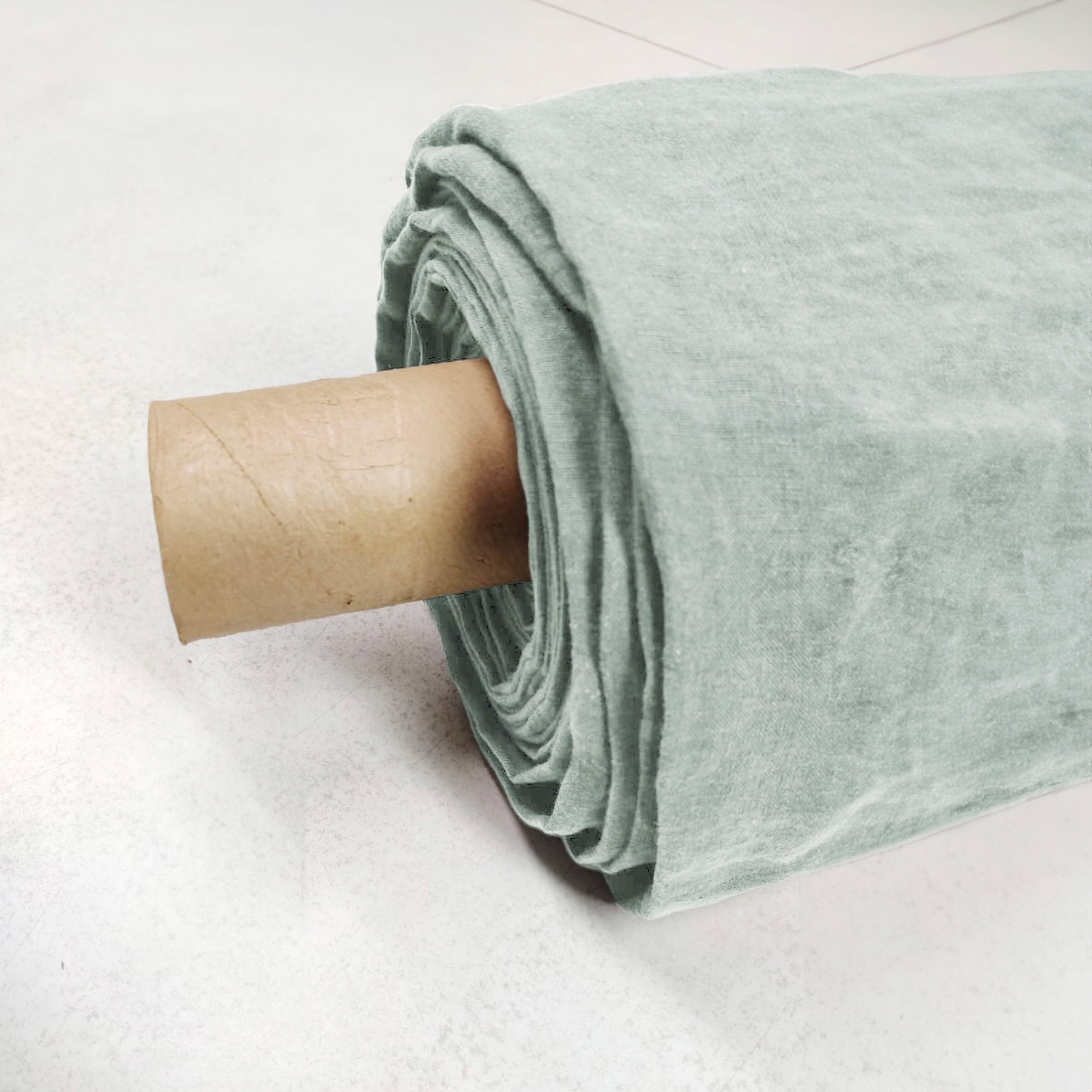 Nappe rectangulaire lin lavé (L350 cm) Louise Vert eucalyptus