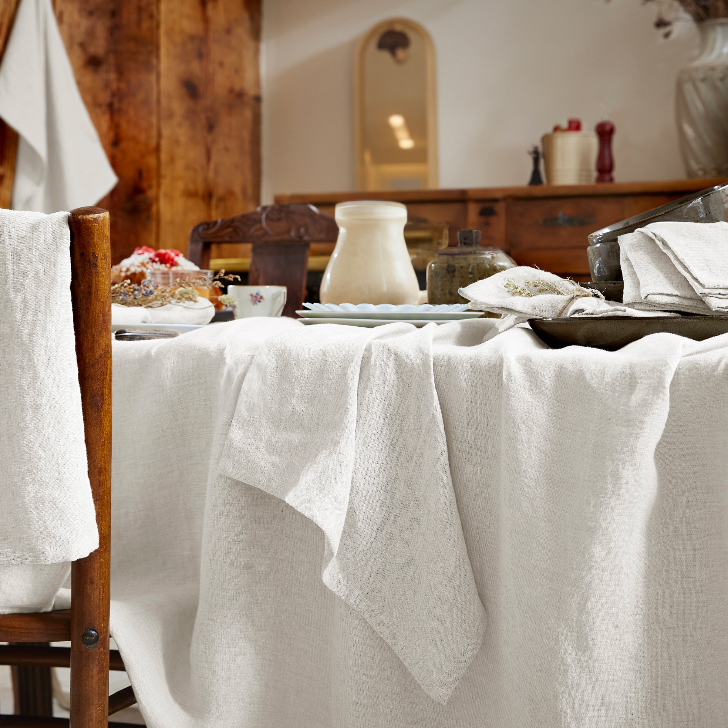 Lot de 3 serviettes lin lavé Louise Blanches