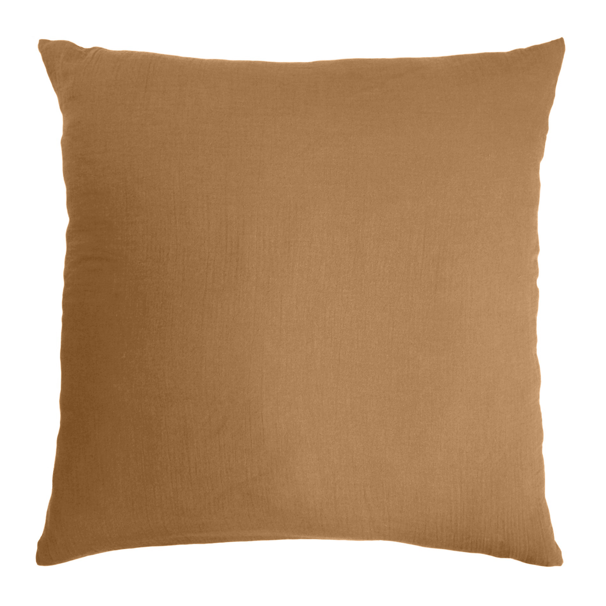 Taie d'oreiller carrée gaze de coton (80 x 80 cm) Gaïa Camel