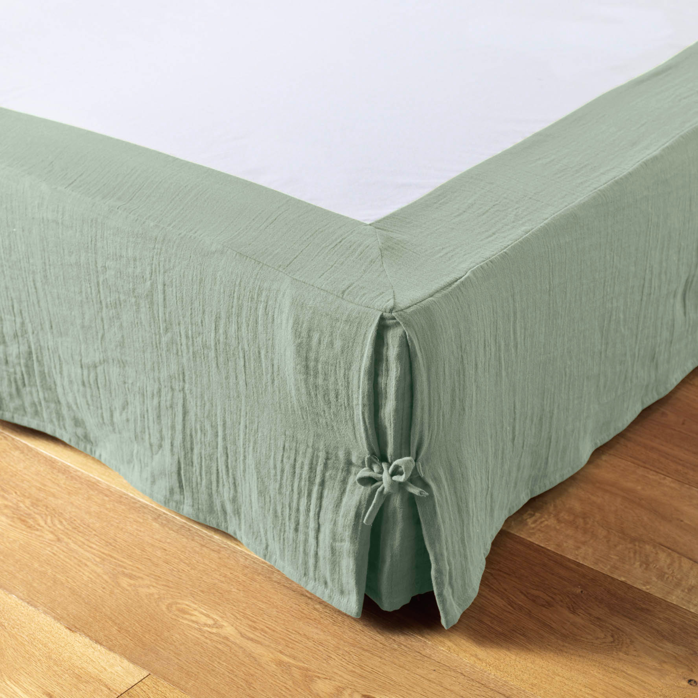 Cache-sommier Gaze de coton (180 x 200 cm) Gaïa Vert eucalyptus