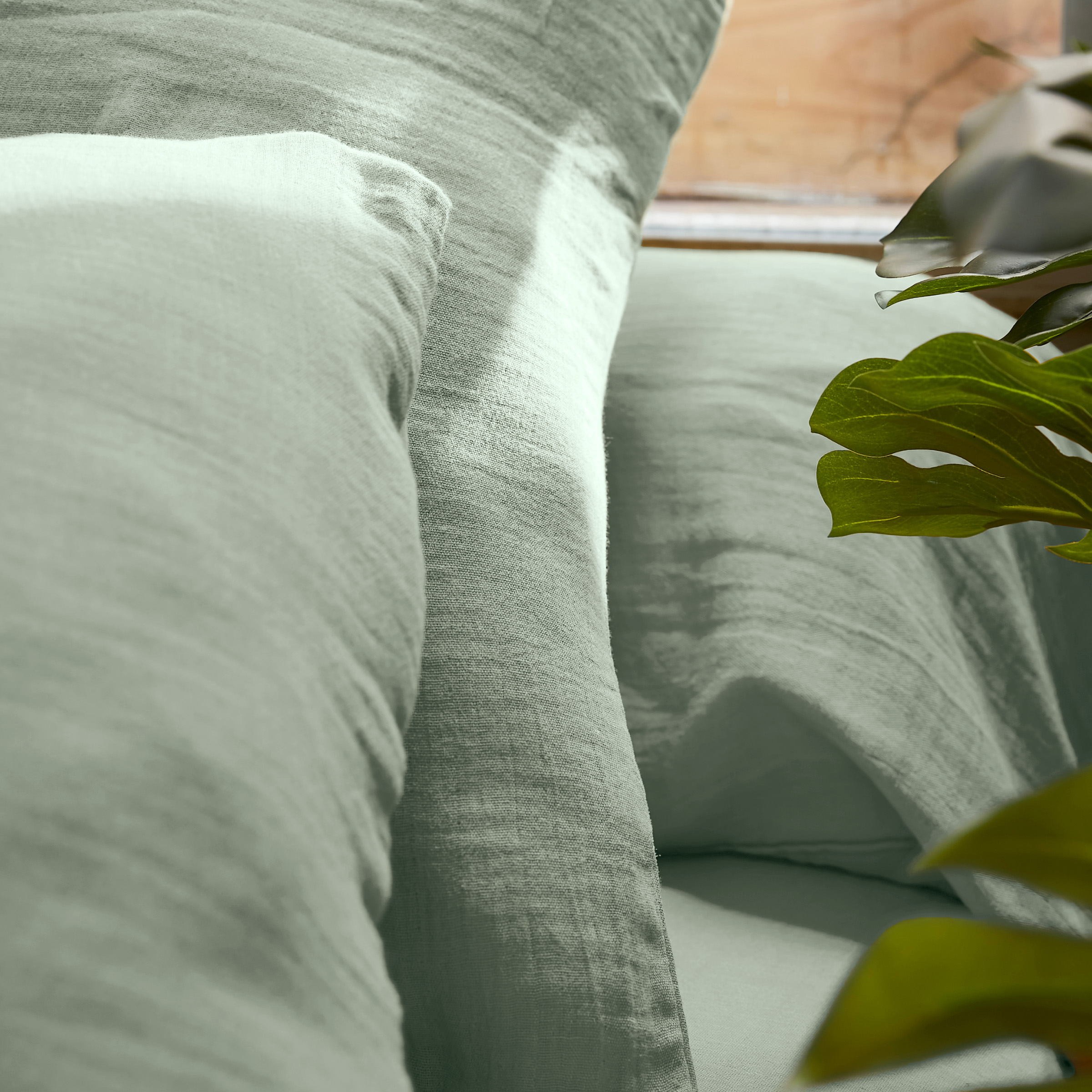 Drap housse gaze de coton (90 x 200 cm) Gaïa Vert eucalyptus