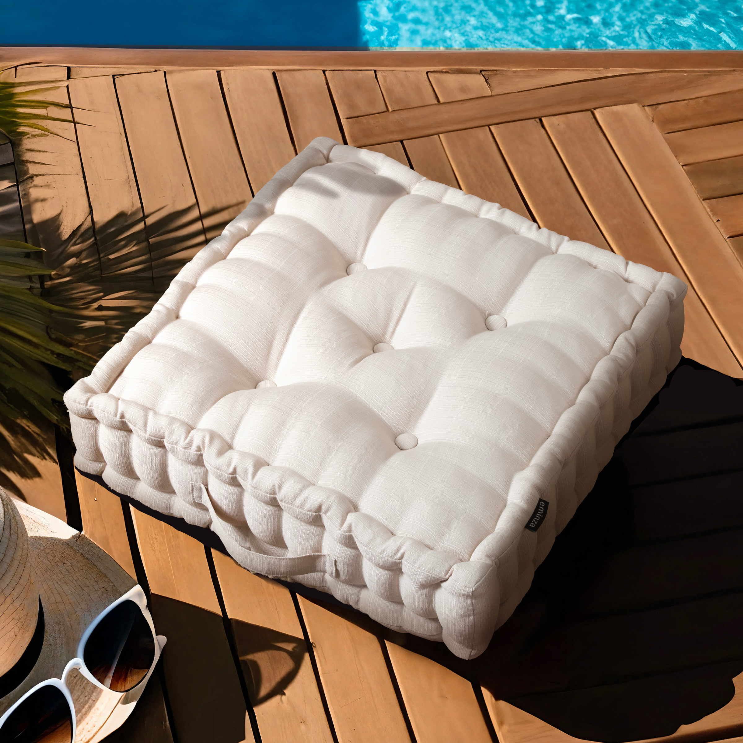 EM - Coussin de sol 50 x 50 x 10 cm Polyester uni SUNSET Sable