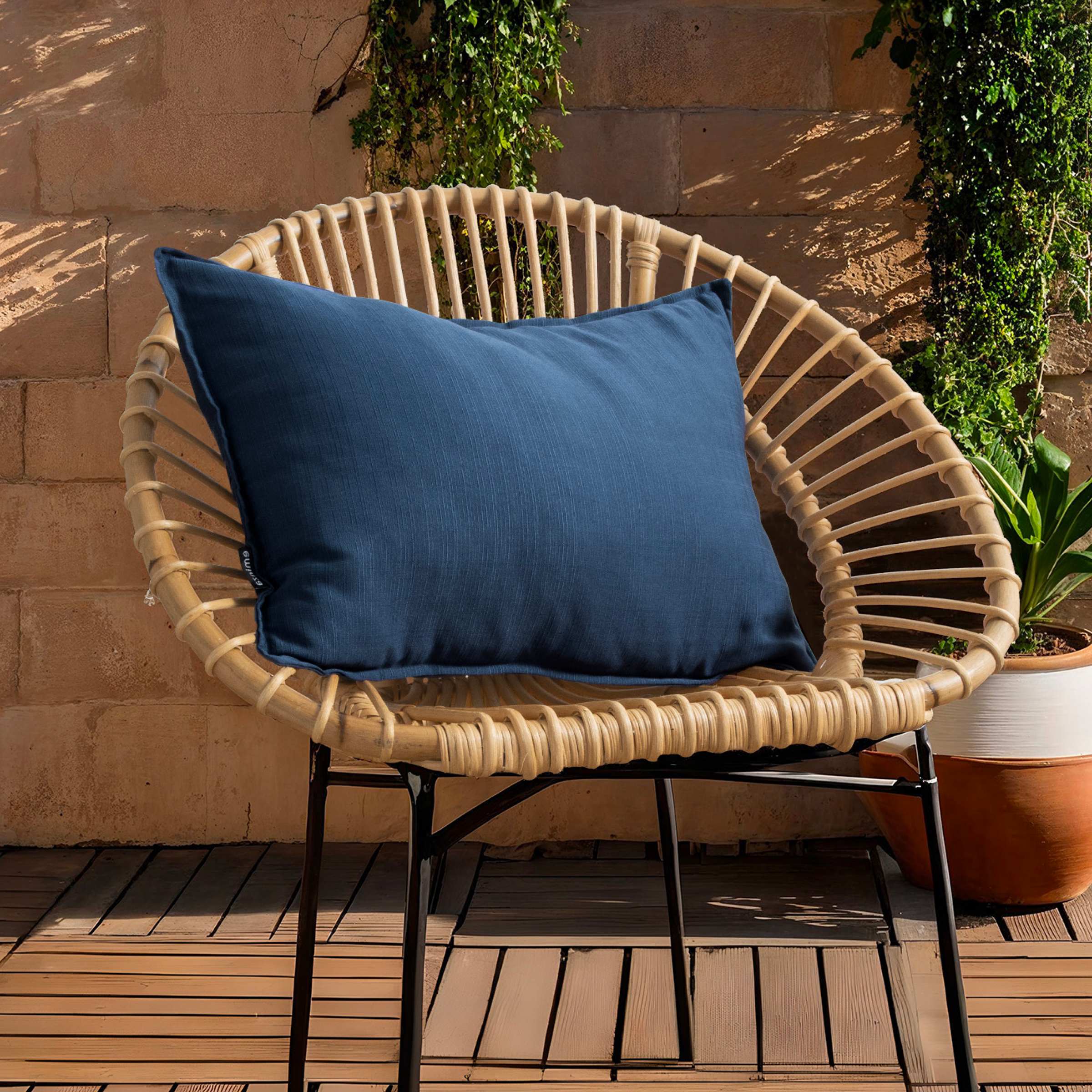 EM - Coussin dŽhoussable 40 x 60 cm Polyester uni SUNSET  Bleu nuit
