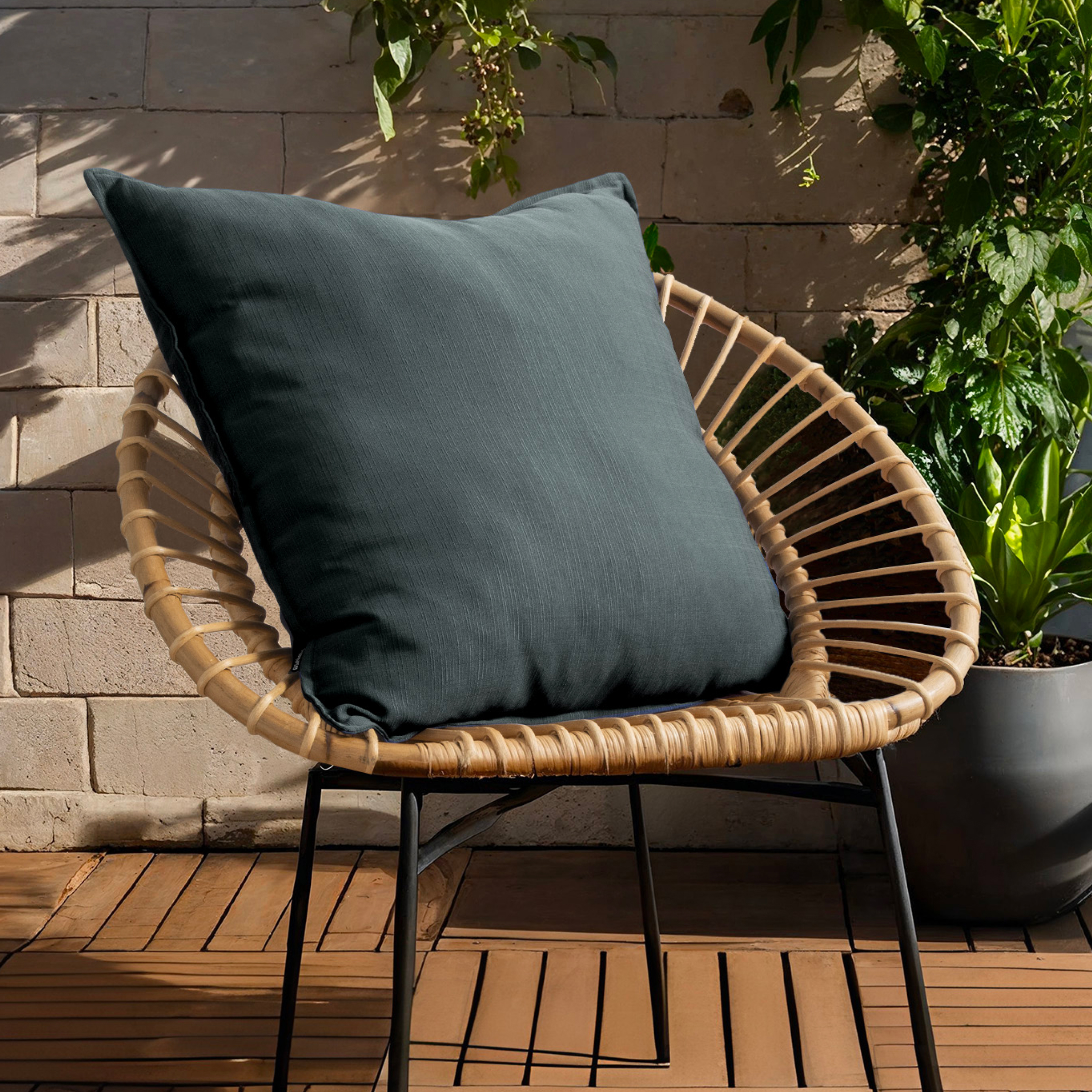 EM - Coussin dŽhoussable 60 x 60 cm Polyester uni SUNSET Anthracite