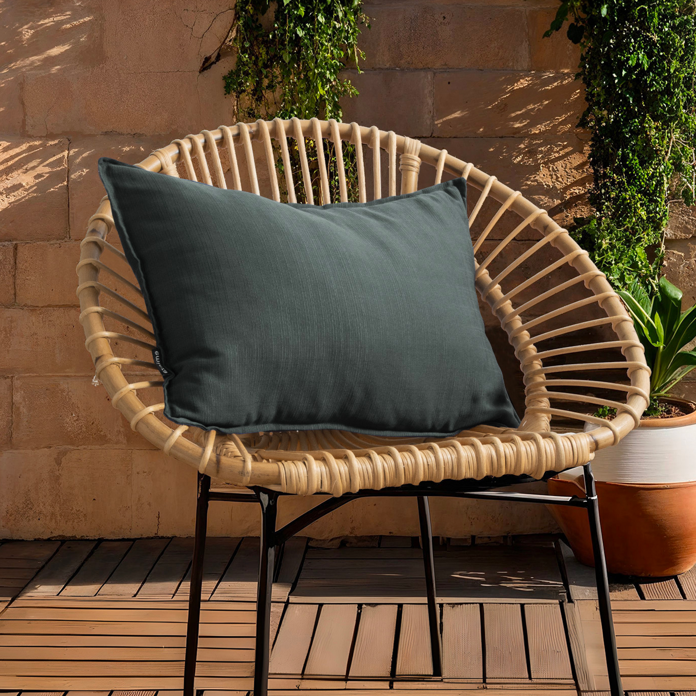 EM - Coussin dŽhoussable 40 x 60 cm Polyester uni SUNSET Anthracite