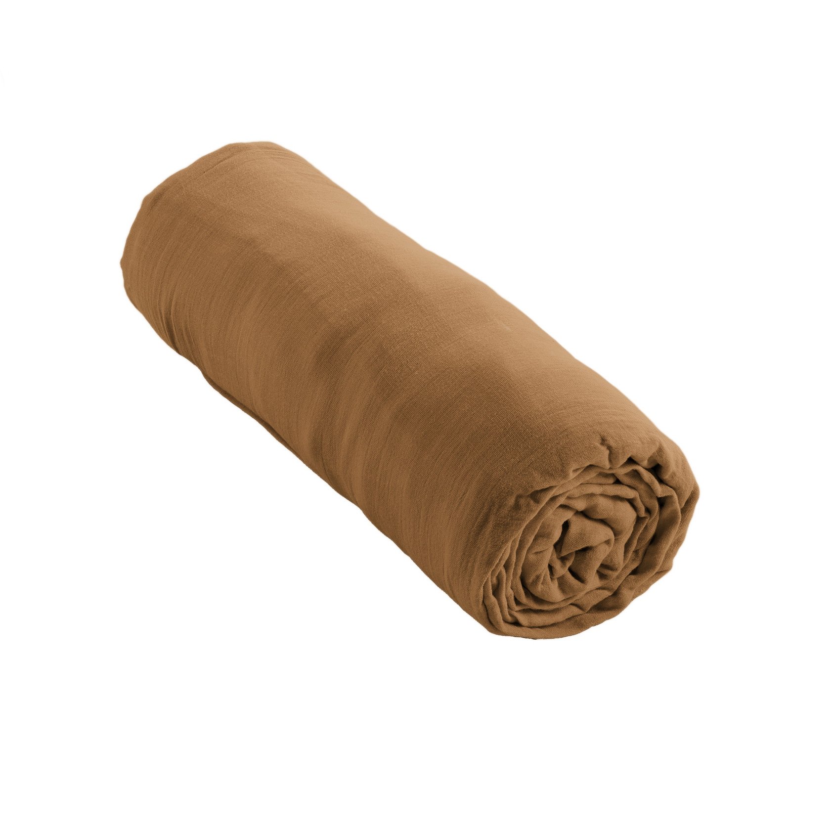 Drap housse gaze de coton (90 x 200 cm) Gaïa Camel