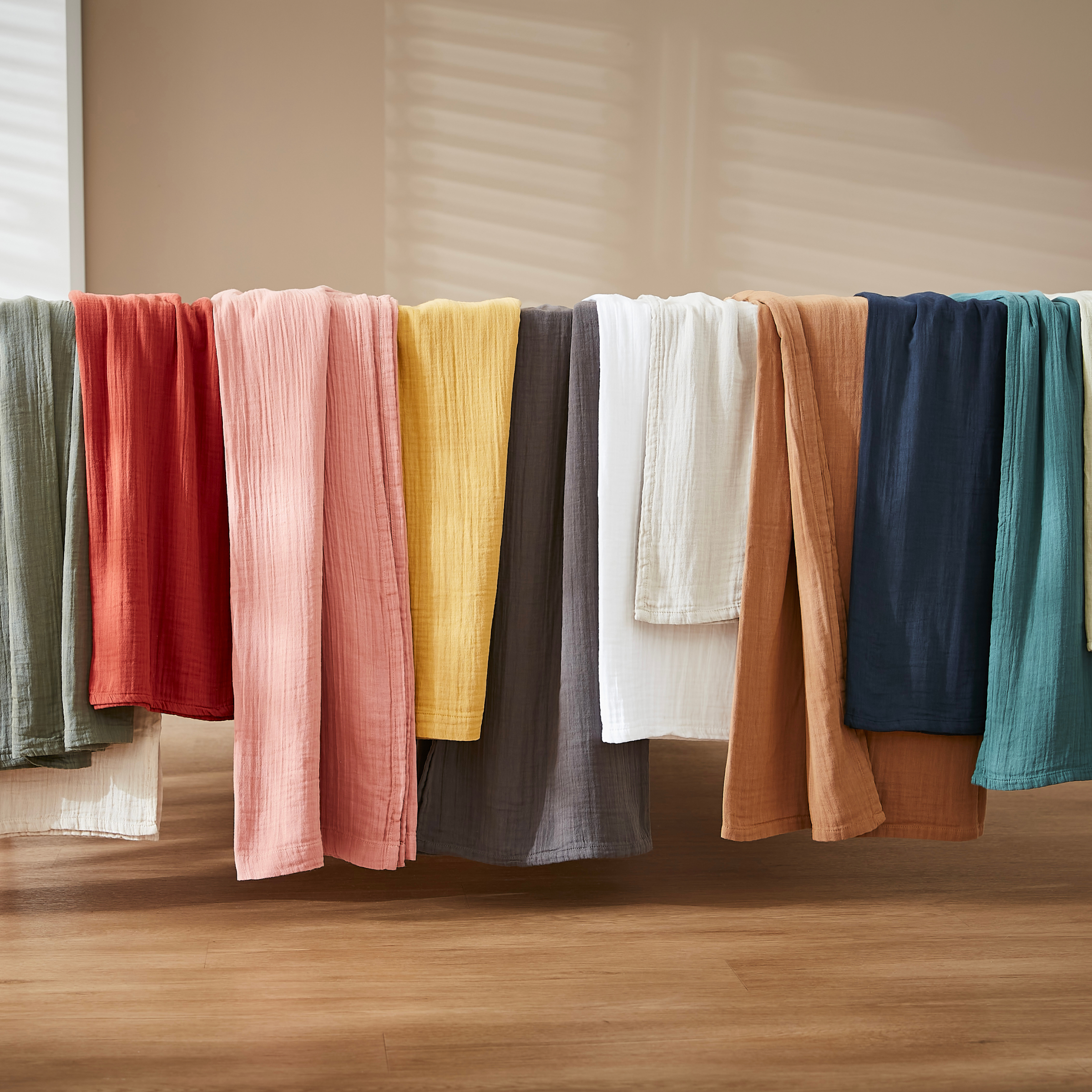 Nappe rectangulaire gaze de coton (L350 cm) Gaïa Vert tilleul