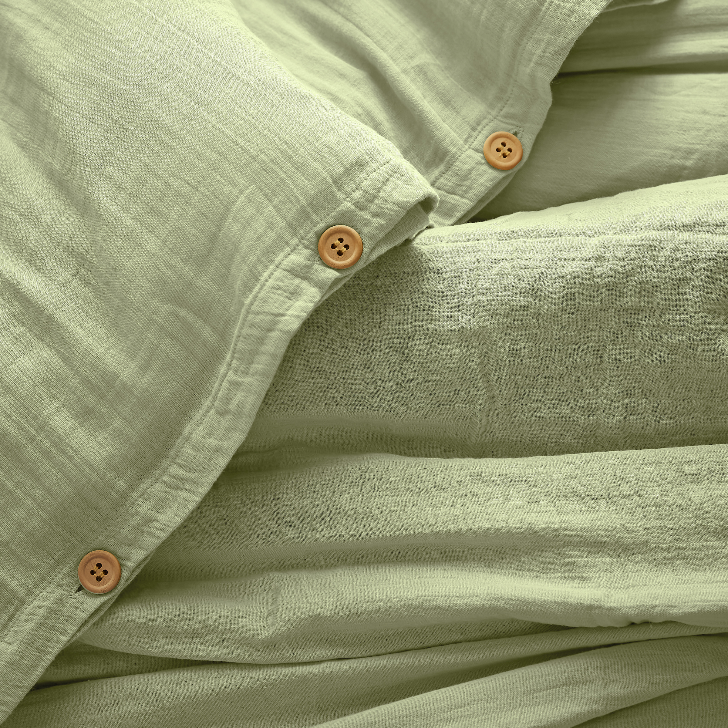 Housse de couette gaze de coton (280 cm) Gaïa Vert tilleul 2