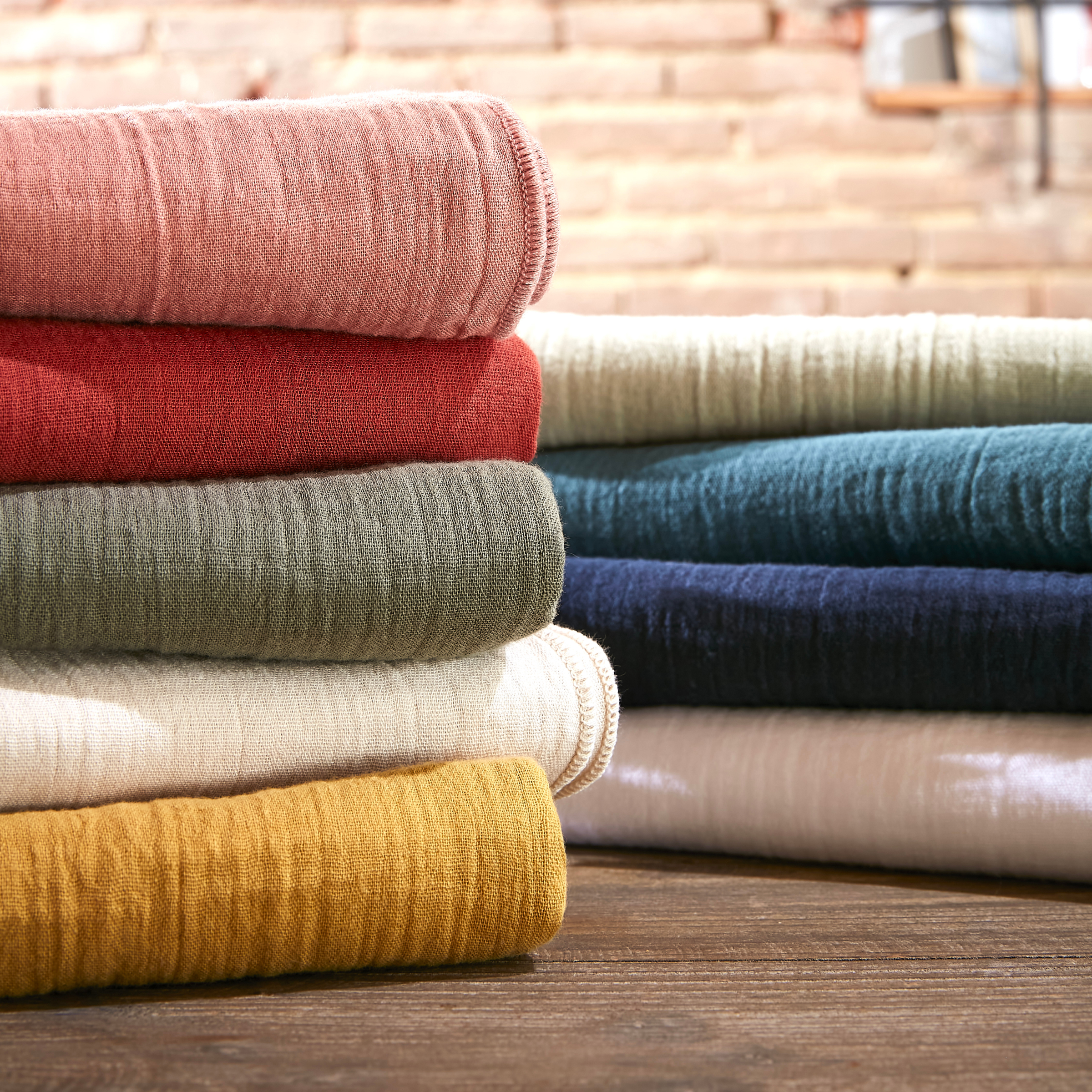Drap housse gaze de coton (140 cm) Gaïa Vert tilleul 5