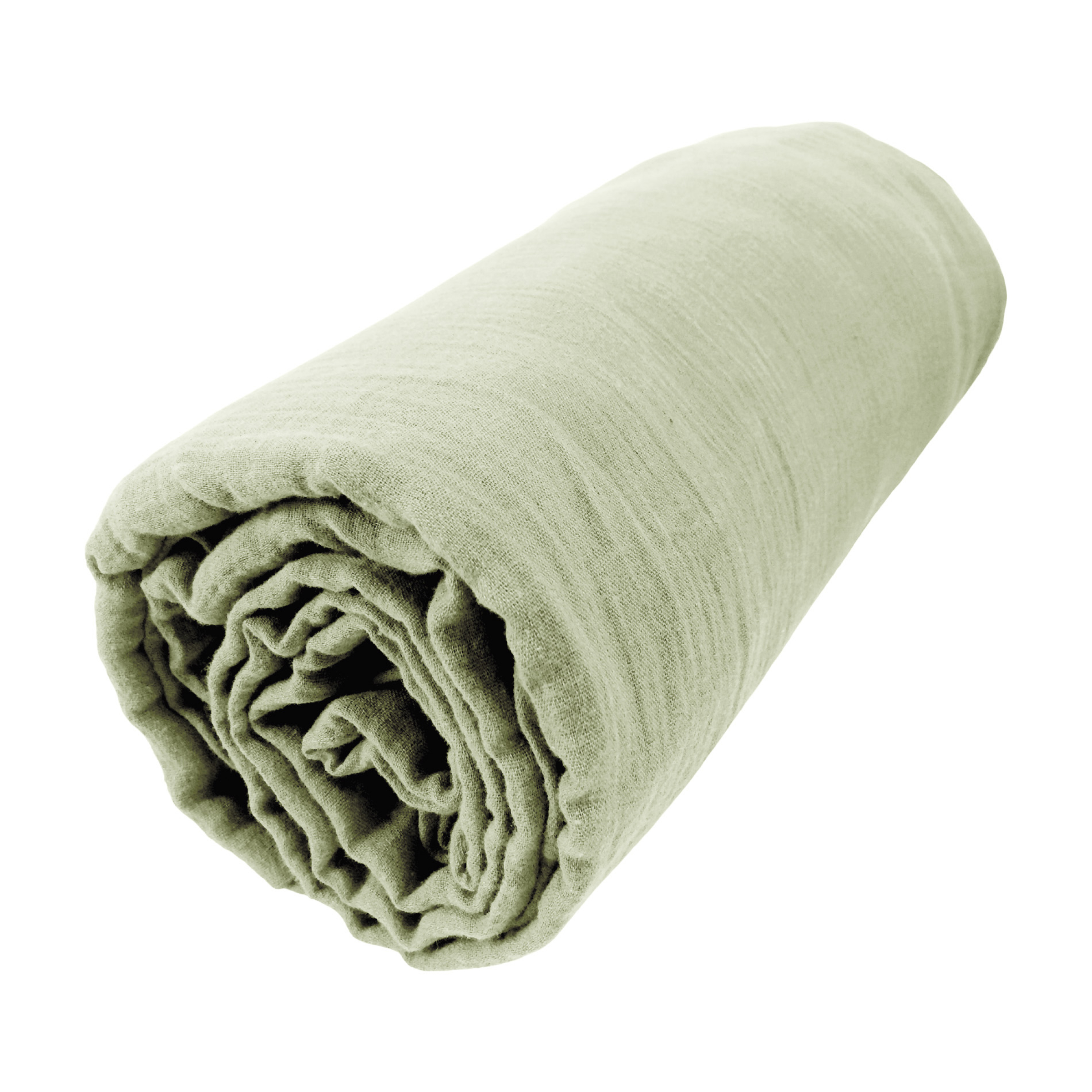 Drap housse gaze de coton (140 cm) Gaïa Vert tilleul 3