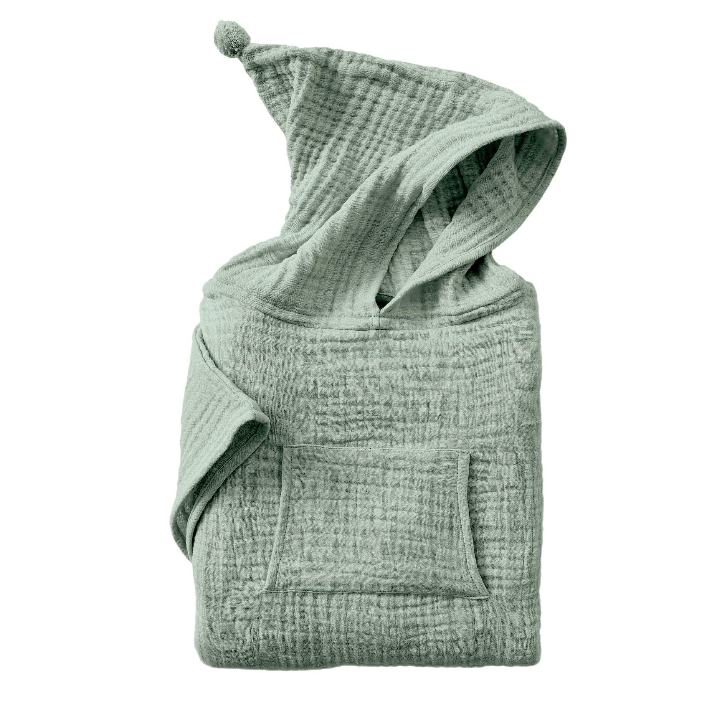 Poncho de bain enfant gaze de coton 6/10 ans Gaïa Vert eucalyptus