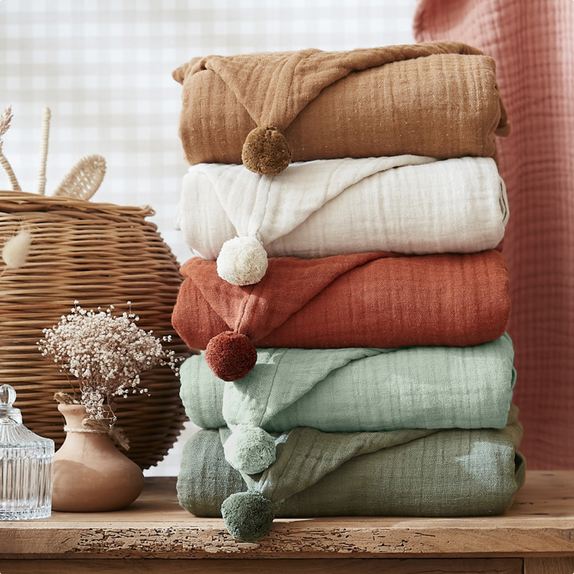 Poncho de bain enfant gaze de coton 2/5 ans Gaïa Terracotta