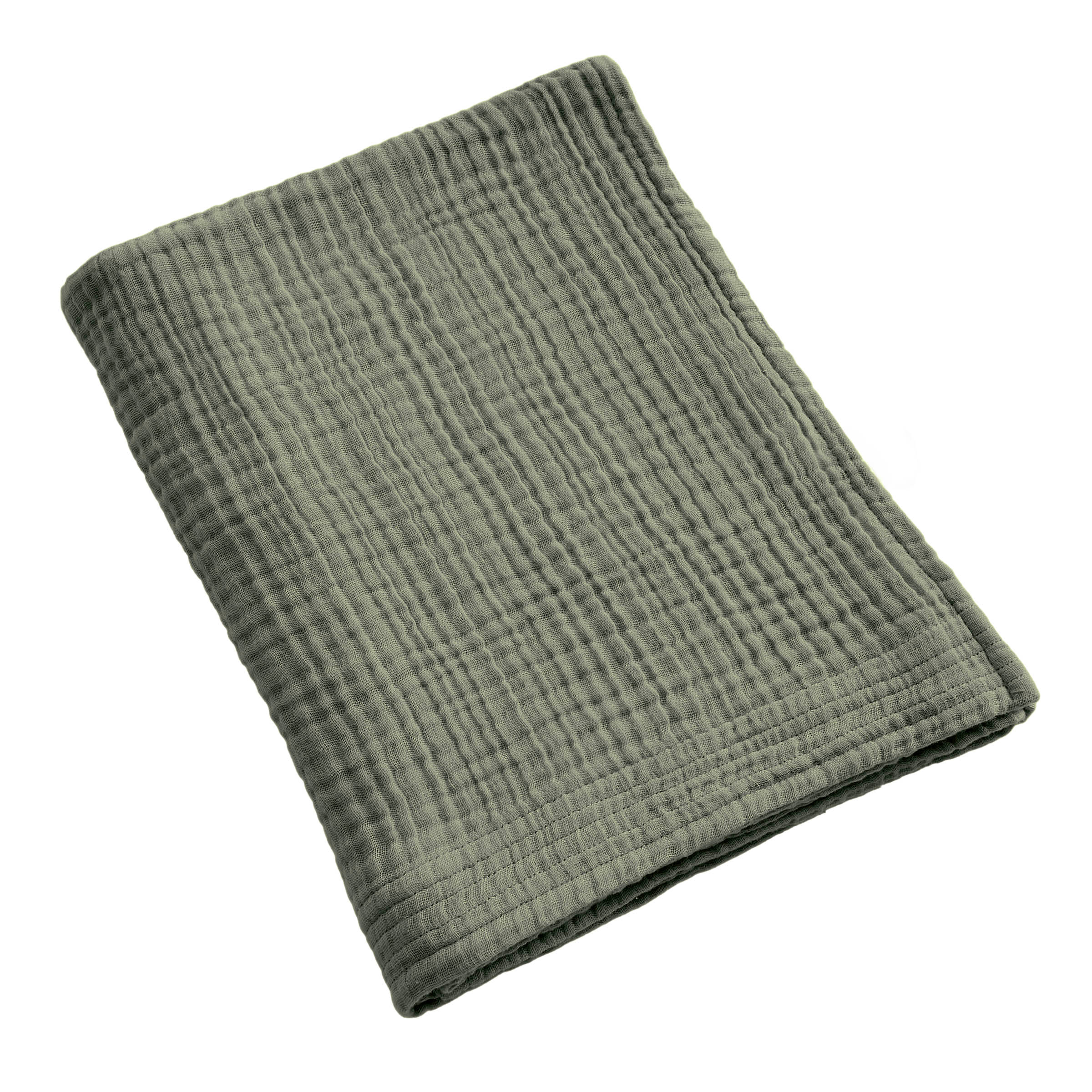 Serviette de bain gaze de coton (90 x 150 cm) Gaïa Vert romarin