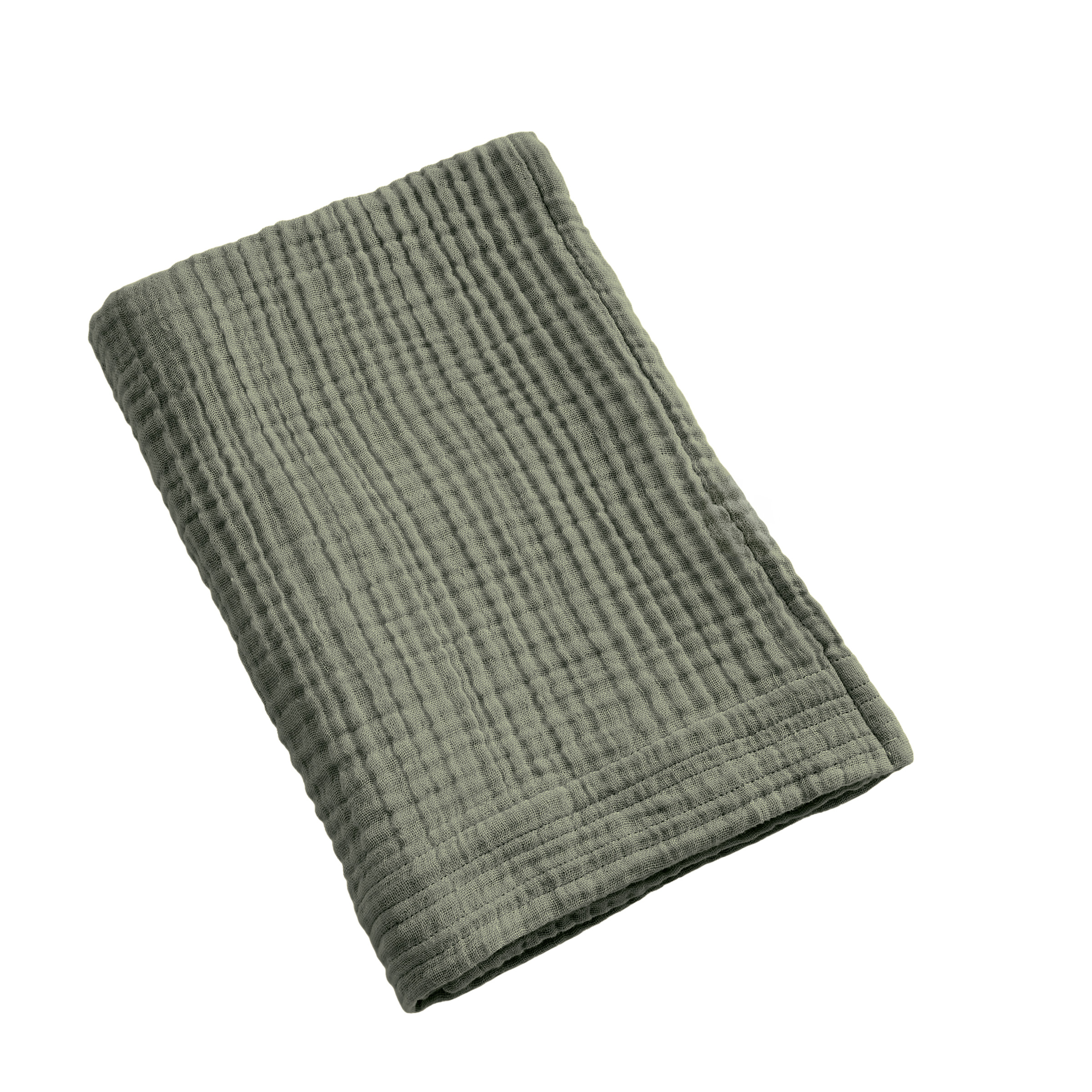 Serviette de bain gaze de coton (50 x 90 cm) Gaïa Vert romarin