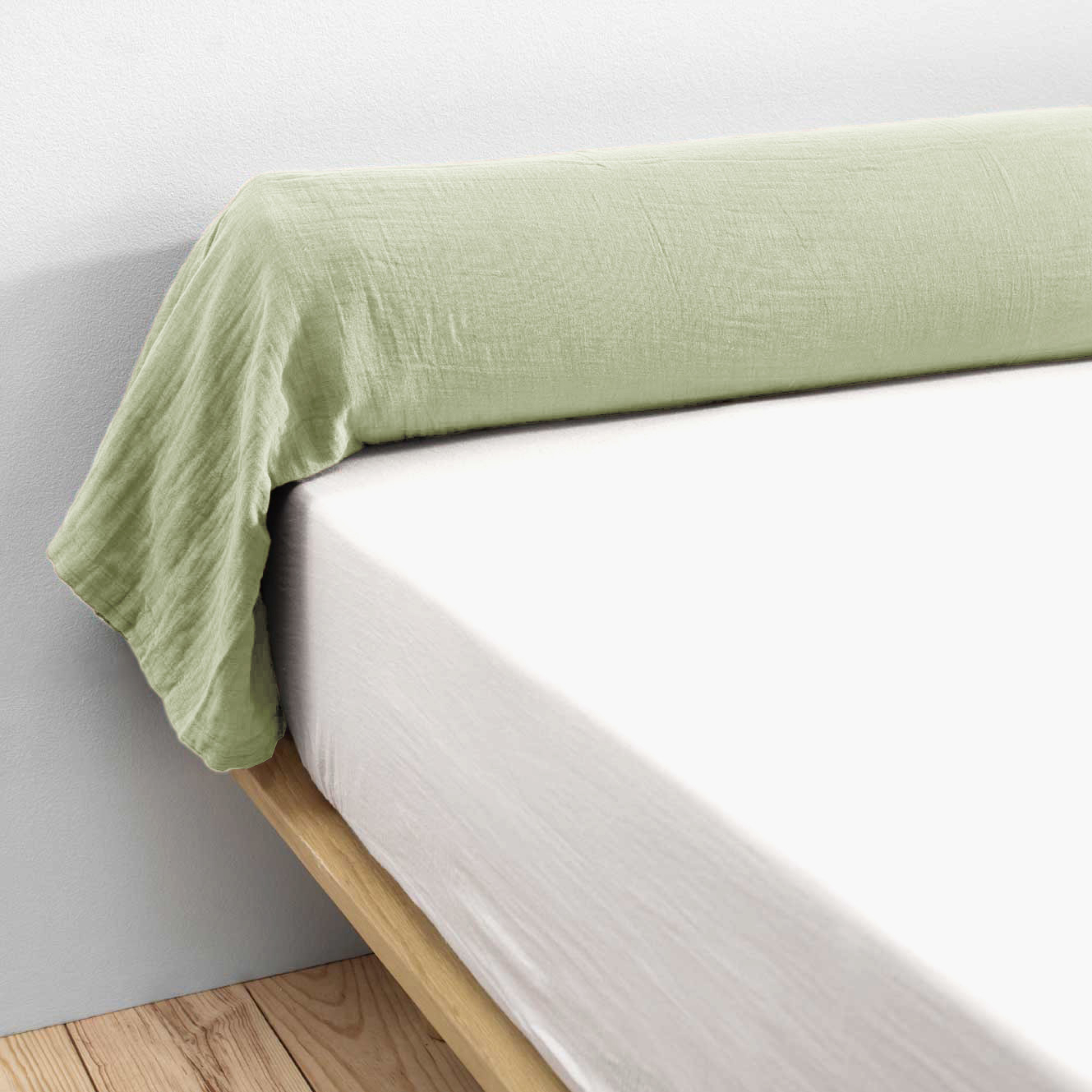 Taie de traversin gaze de coton (L185 cm) Gaïa Vert tilleul 3