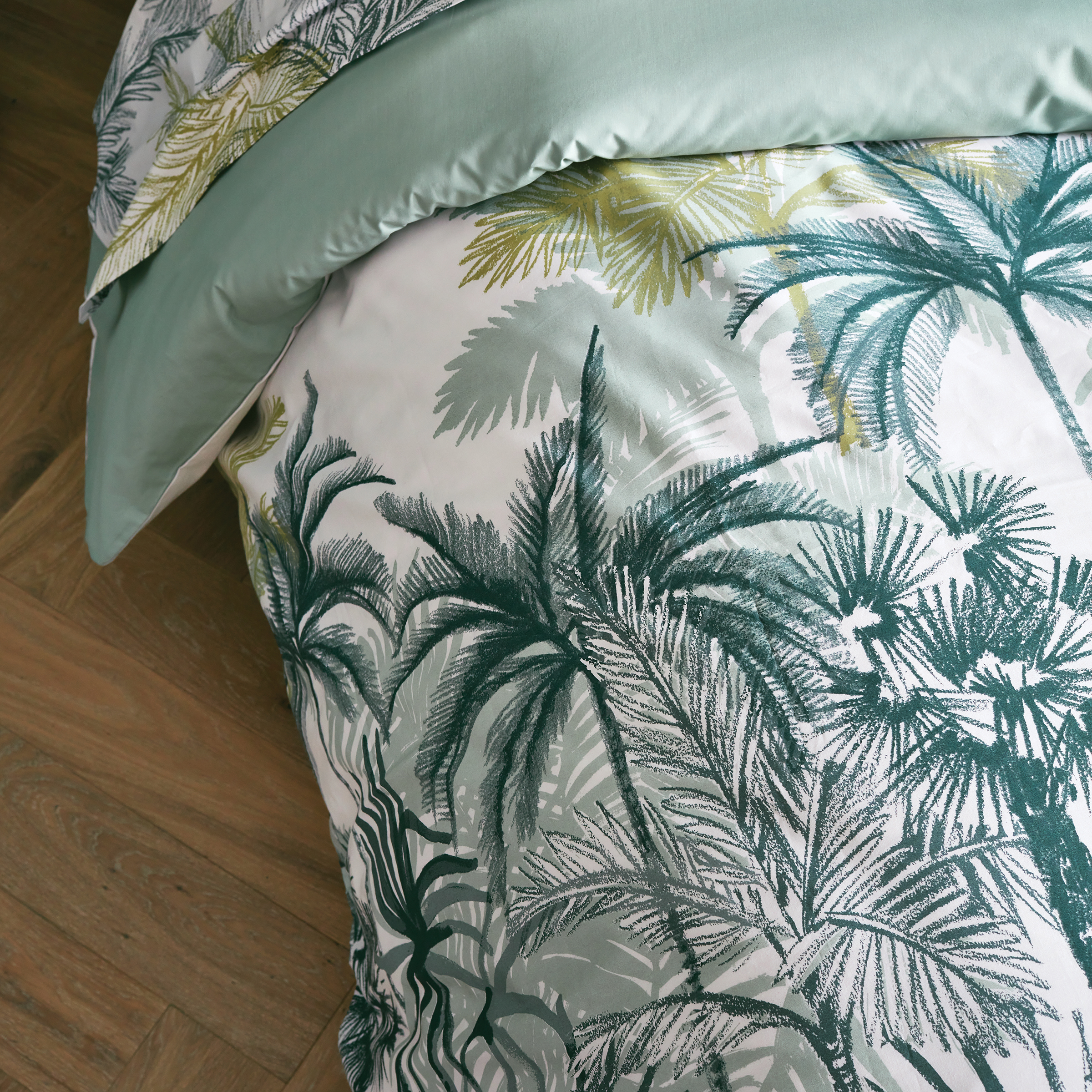 Housse de couette percale de coton (200 x 200 cm) Trinidad Mousson Verte