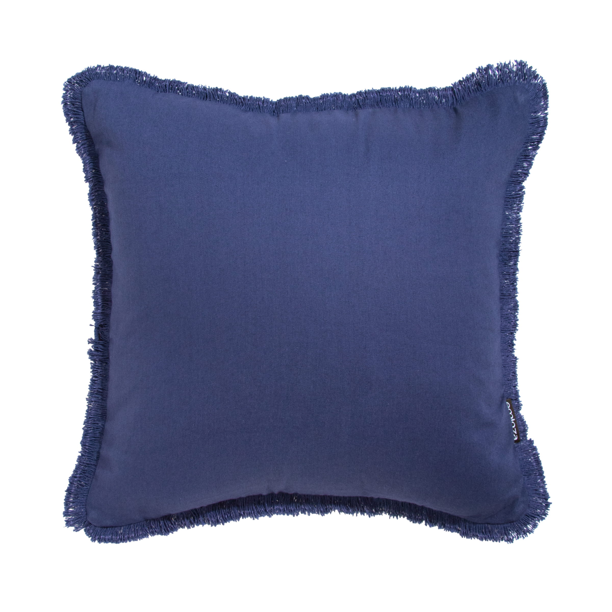 Coussin carré coton (45 x 45 cm) Pixel franges Bleu marine