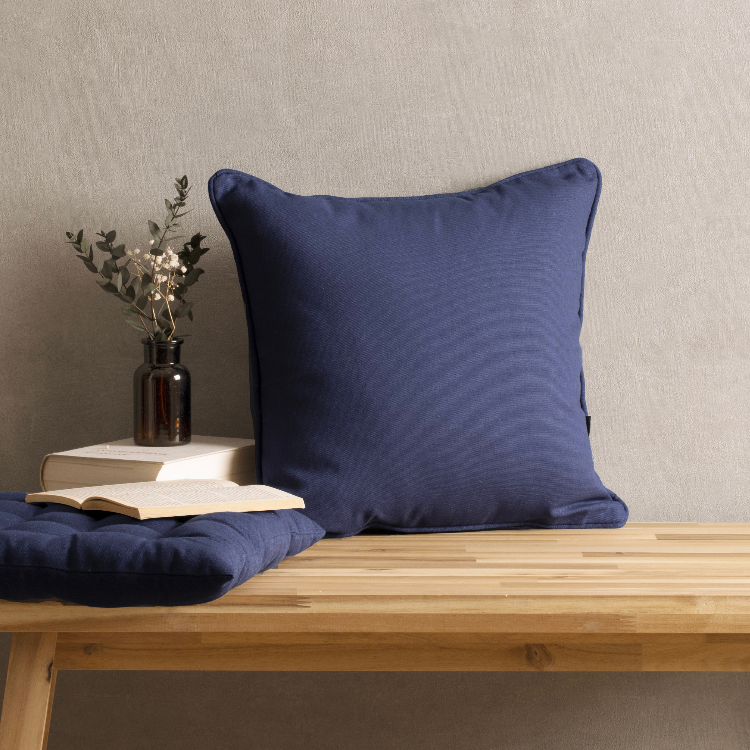 Coussin carré coton (40 x 40 cm) Pixel Bleu marine