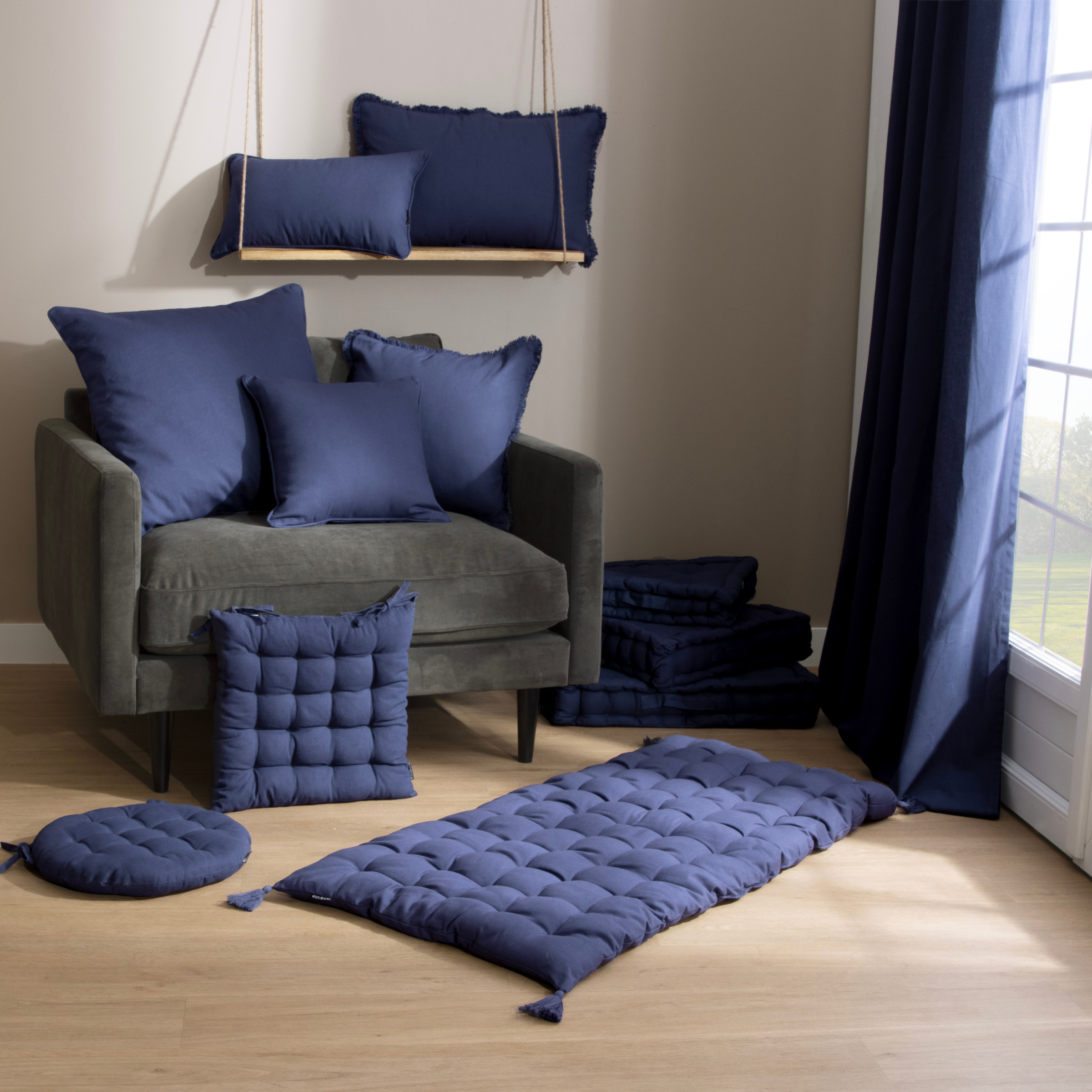 Coussin carré coton (40 x 40 cm) Pixel Bleu marine