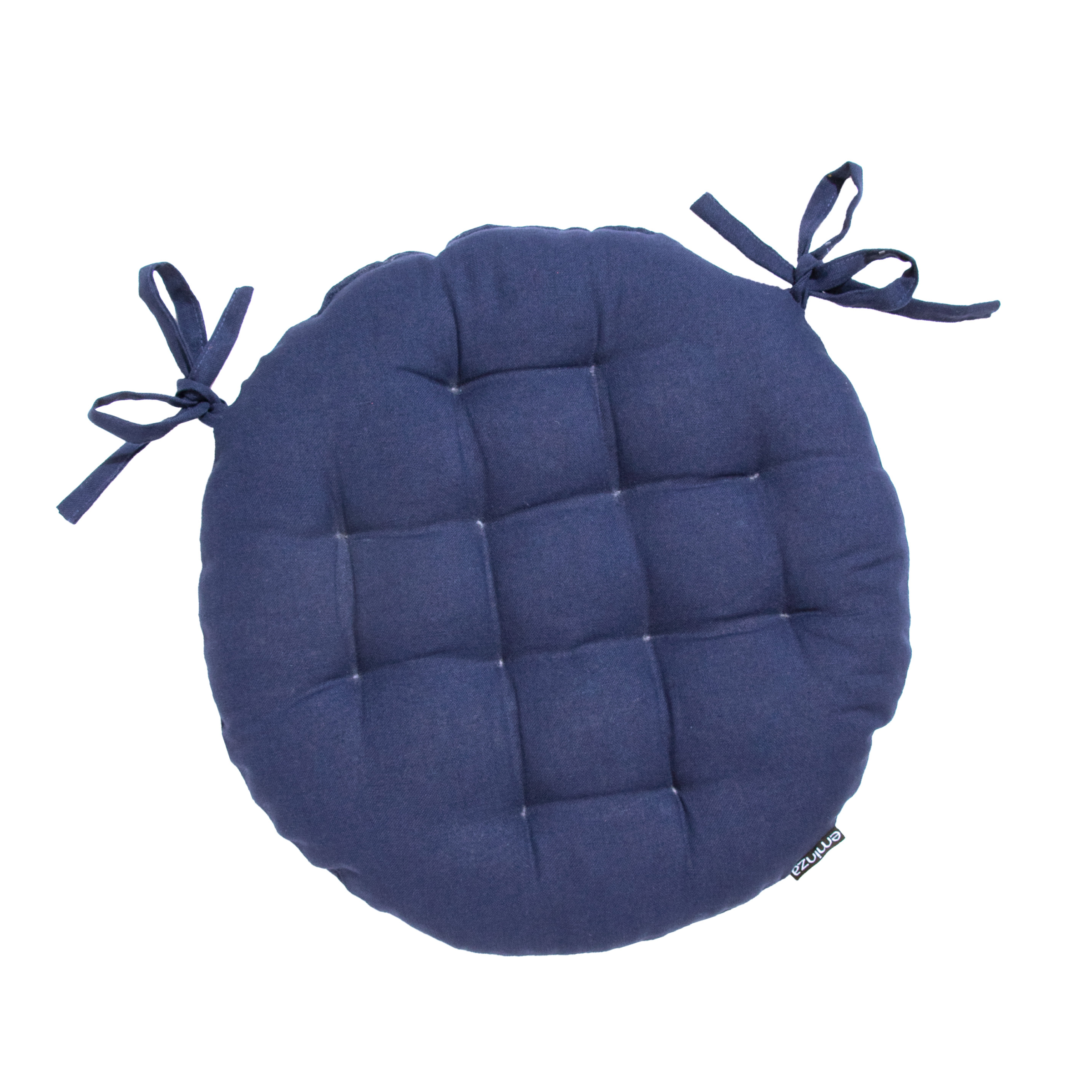 Coussin de chaise rond coton (40 cm) Pixel Bleu marine