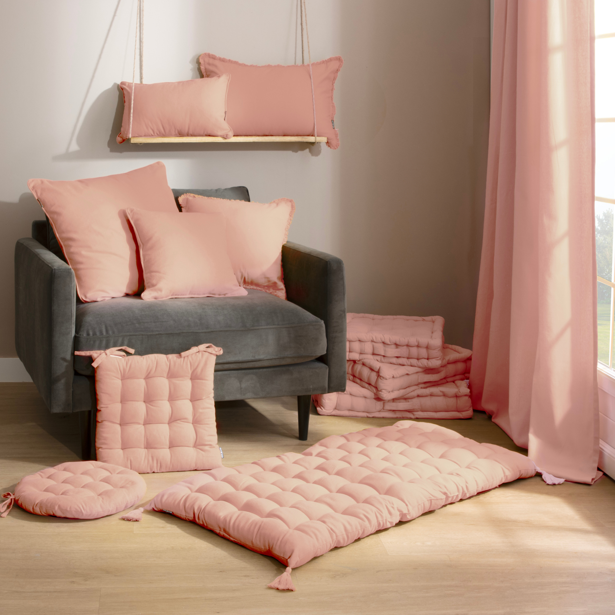 Matelas de sol coton (120 x 60 cm) Pixel Rose pêche