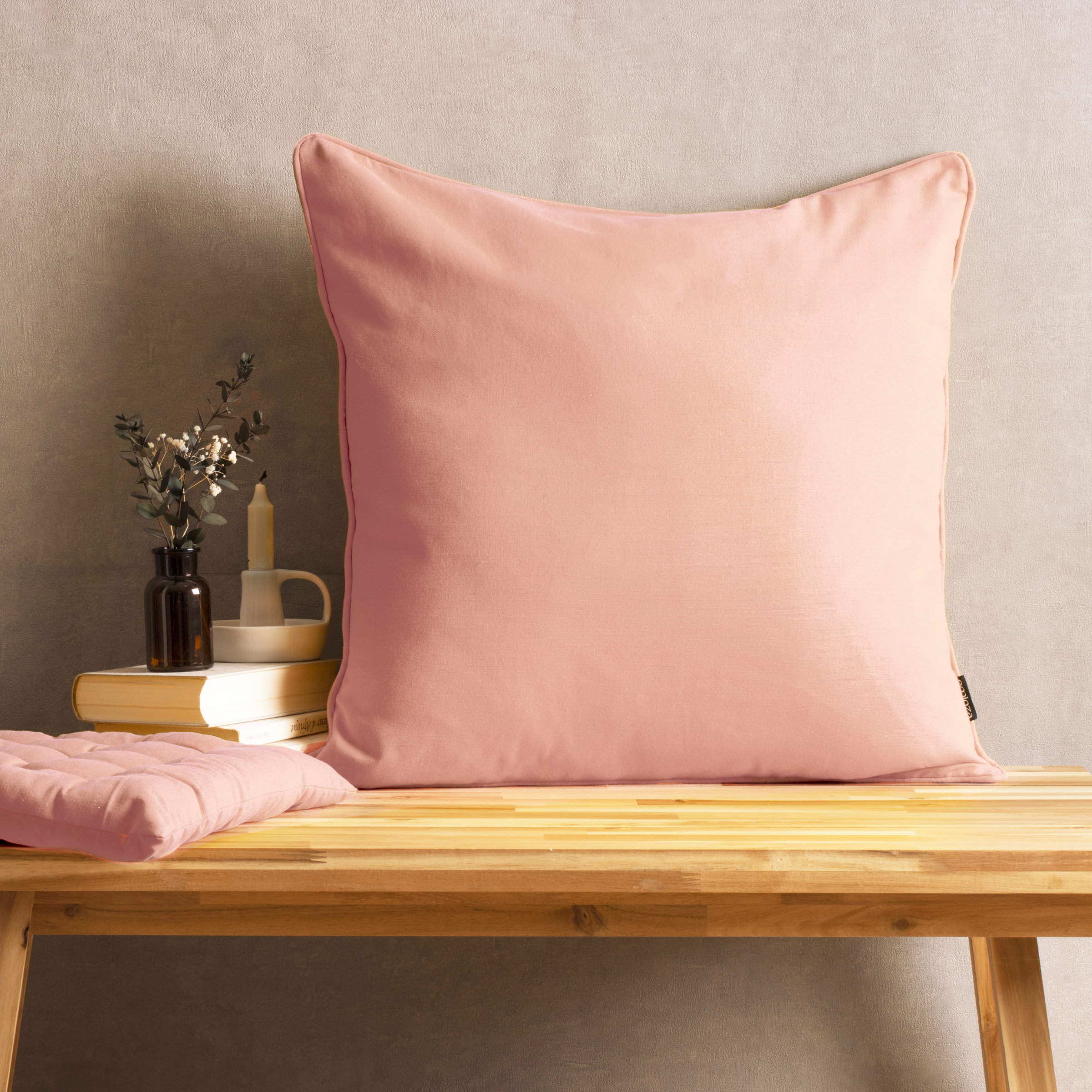 Coussin carré coton (60 x 60 cm) Pixel Rose pêche