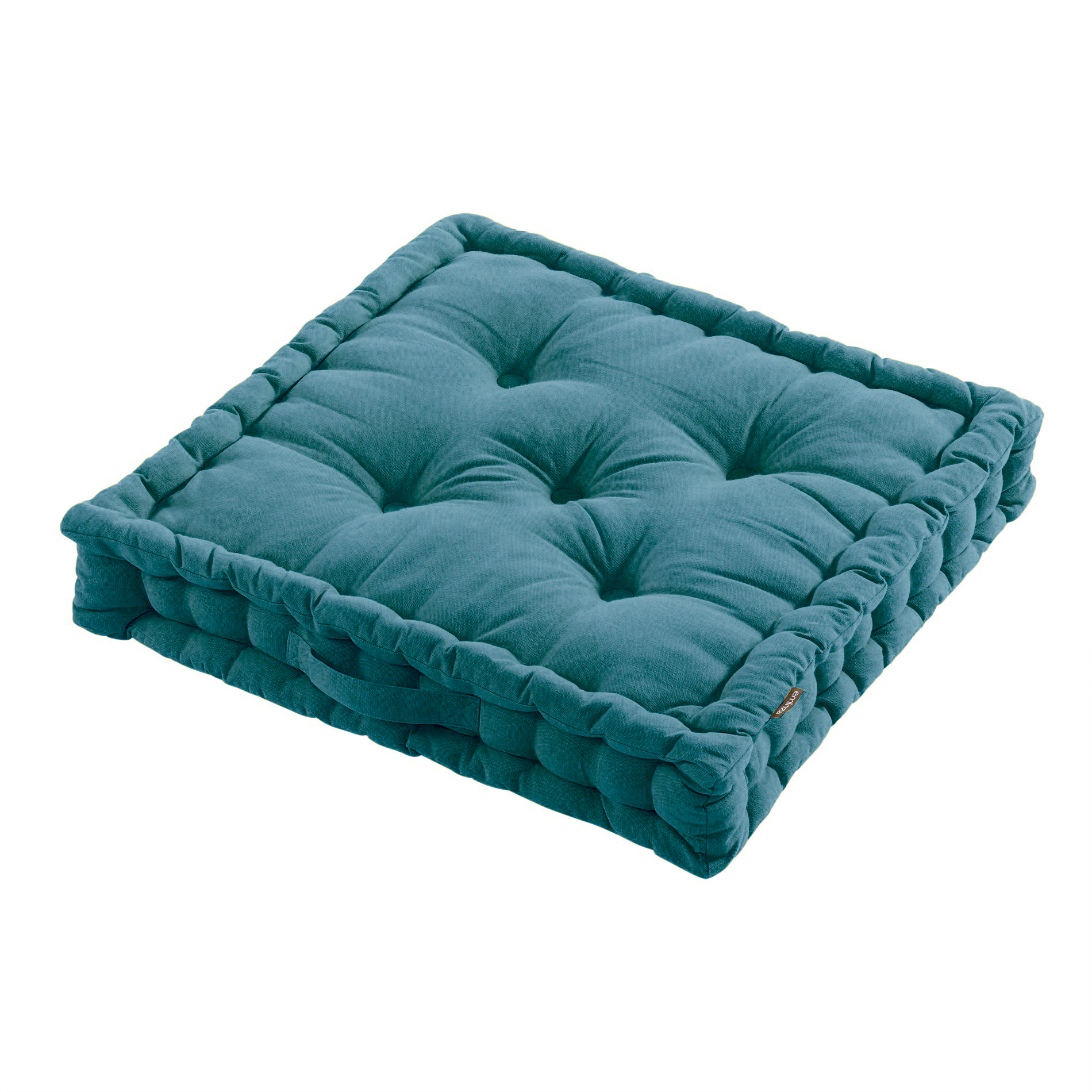 Coussin de sol coton (60 x 60 cm) Pixel Bleu canard