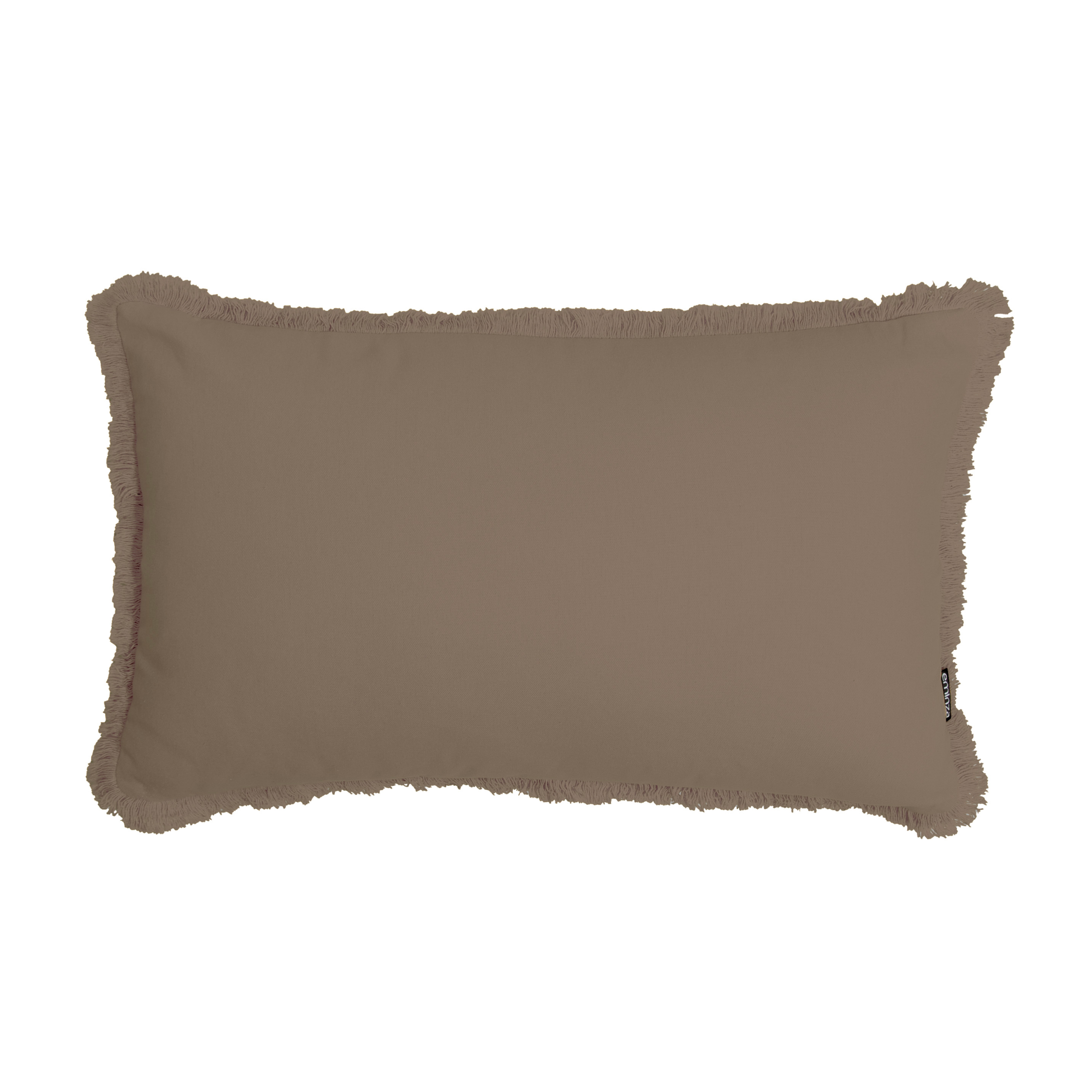 Coussin rectangulaire coton (40 x 60 cm) Pixel franges Taupe