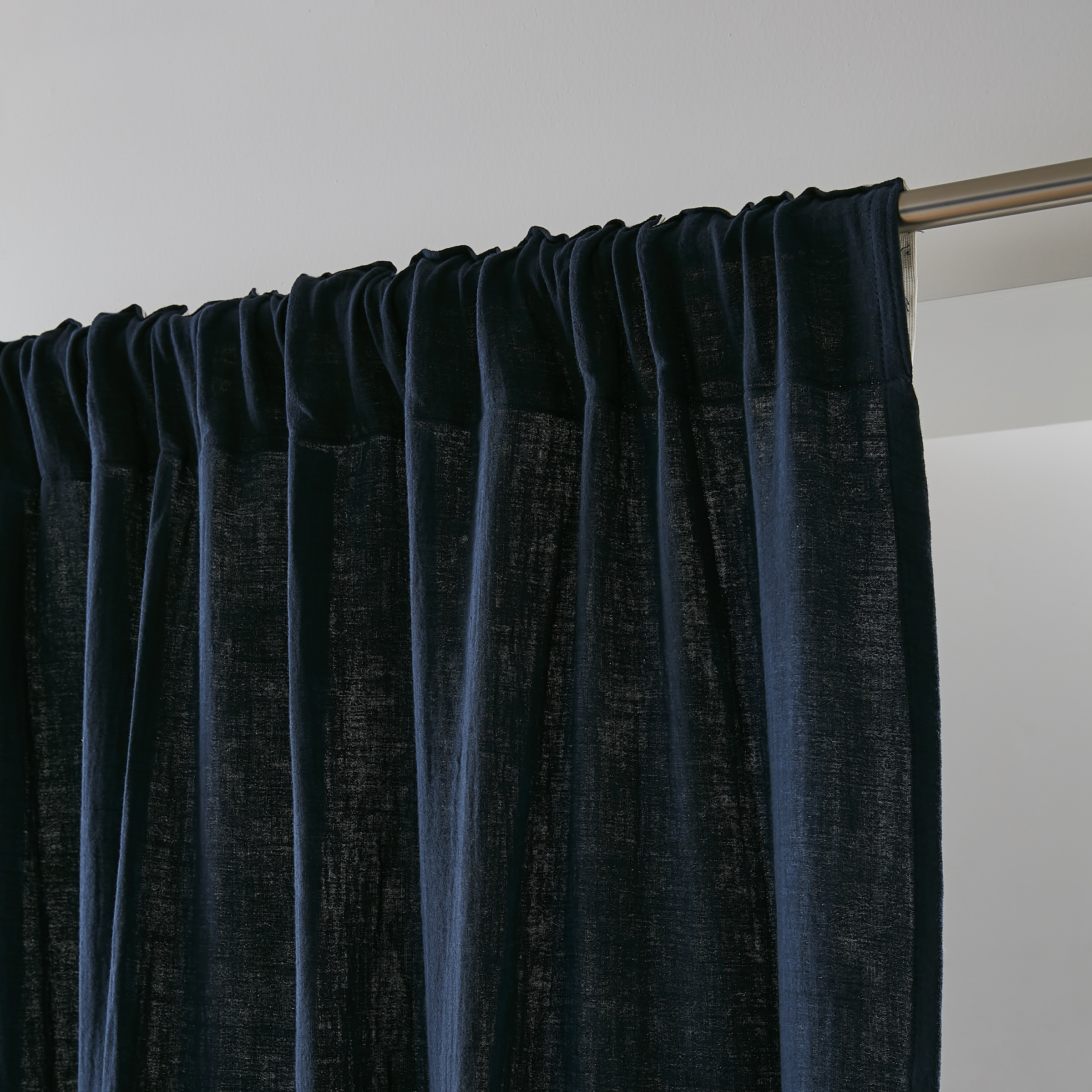 Rideau gaze de coton galon fronceur (180 x 240 cm) Gaïa Bleu nuit