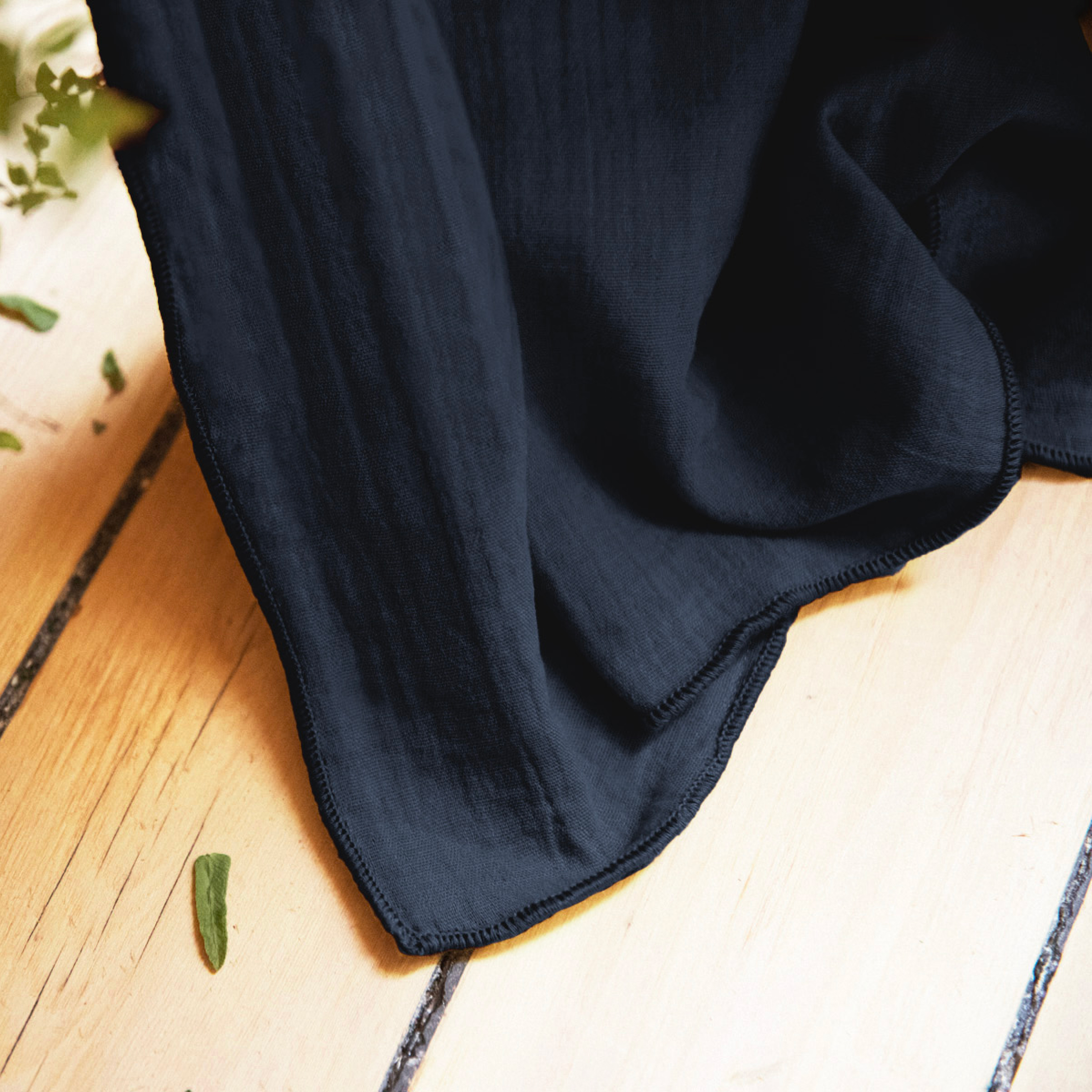 Rideau gaze de coton ajustable (280 x max 300 cm) Gaïa Bleu nuit