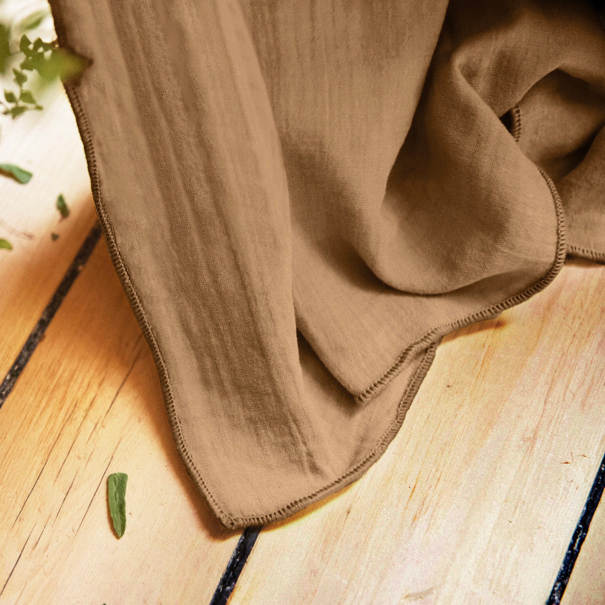 Rideau gaze de coton ajustable (280 x max 300 cm) Gaïa Camel