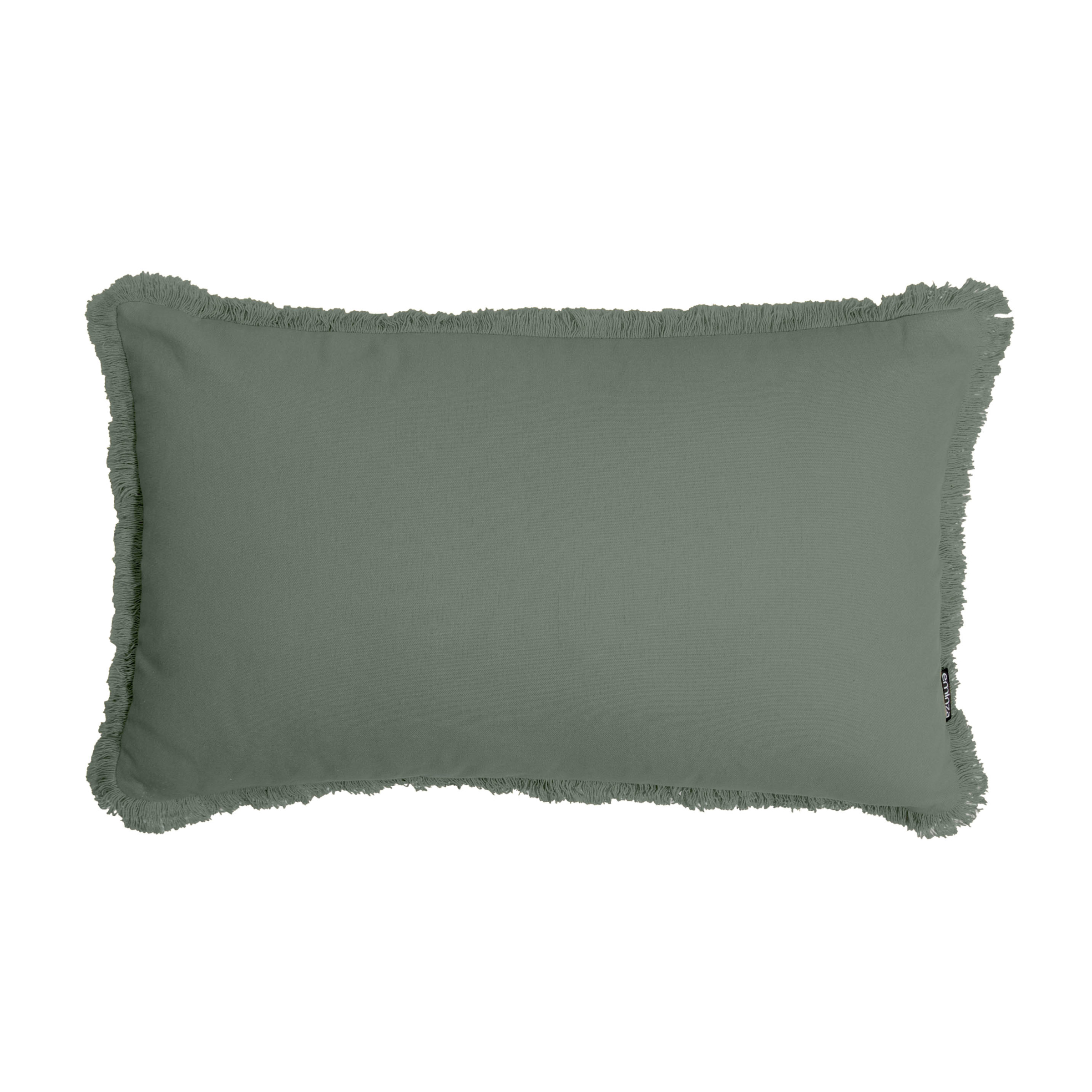 Coussin rectangulaire coton (40 x 60 cm) Pixel franges Vert kaki