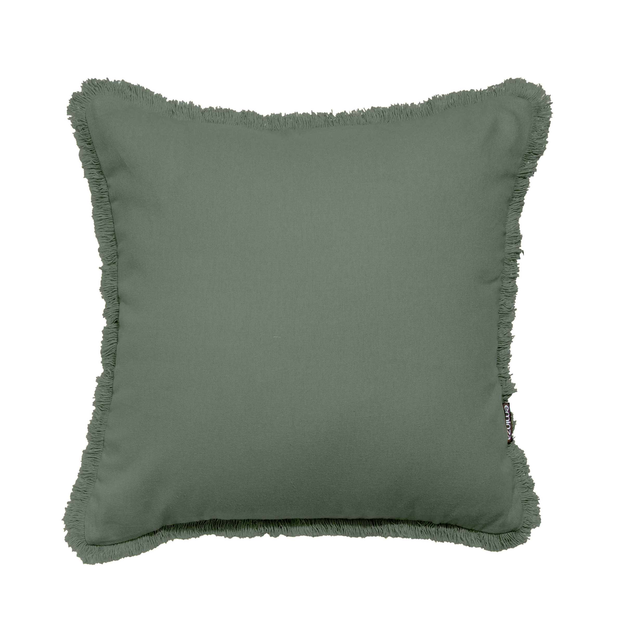 Coussin carré coton (45 x 45 cm) Pixel franges Vert kaki