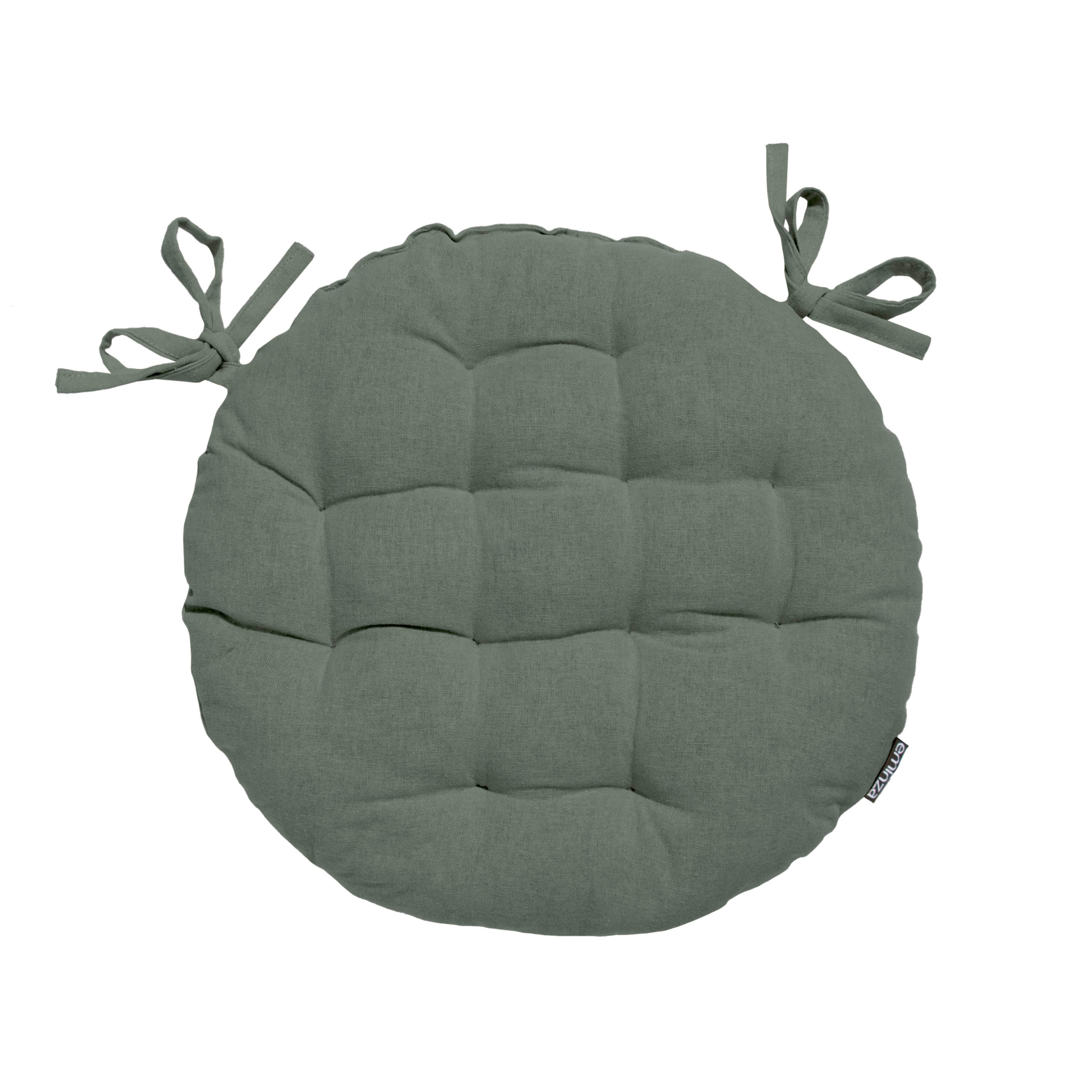 Coussin de chaise rond coton (40 cm) Pixel Vert kaki