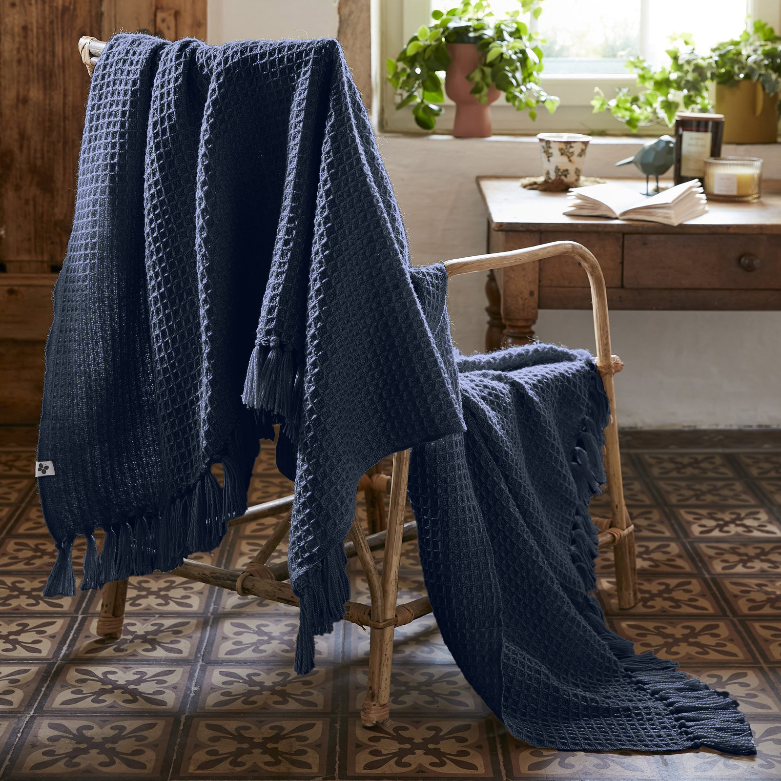 Plaid canapé matière recyclée (130 x 160 cm) Gabin Bleu nuit