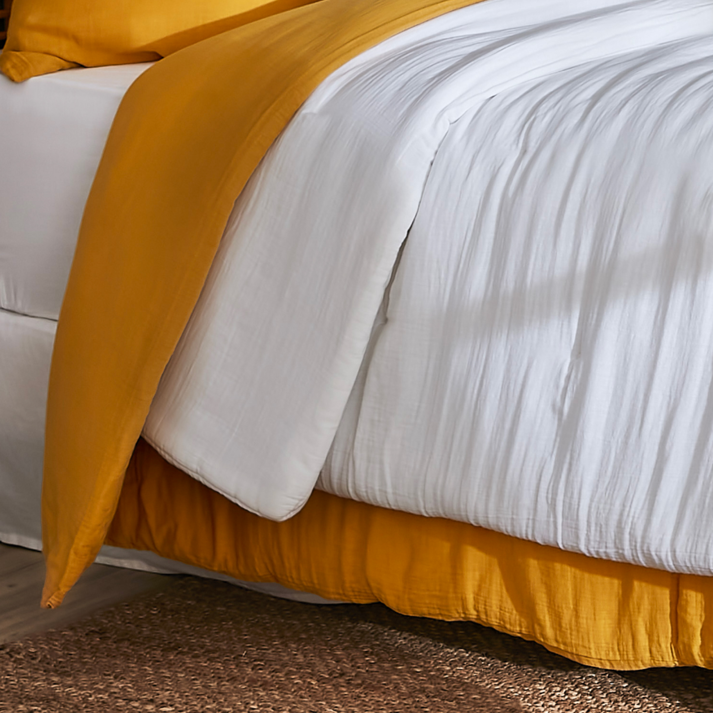 Couvre-lit gaze de coton (240 x 220 cm) Gaïa Blanc chantilly