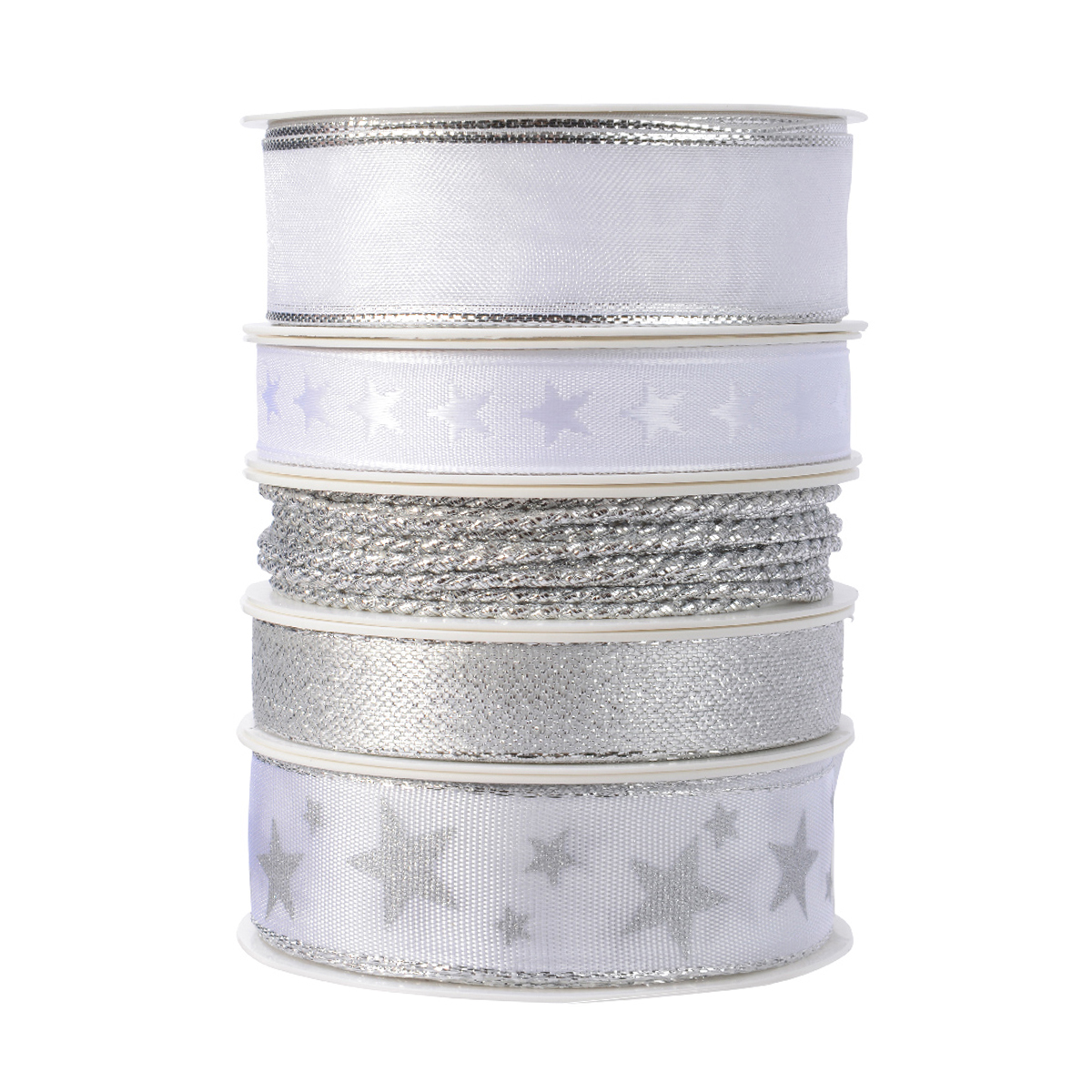 Set de 5  Ruban polyester L300.00-W2.50-H0.20cm argent/couleur(s)