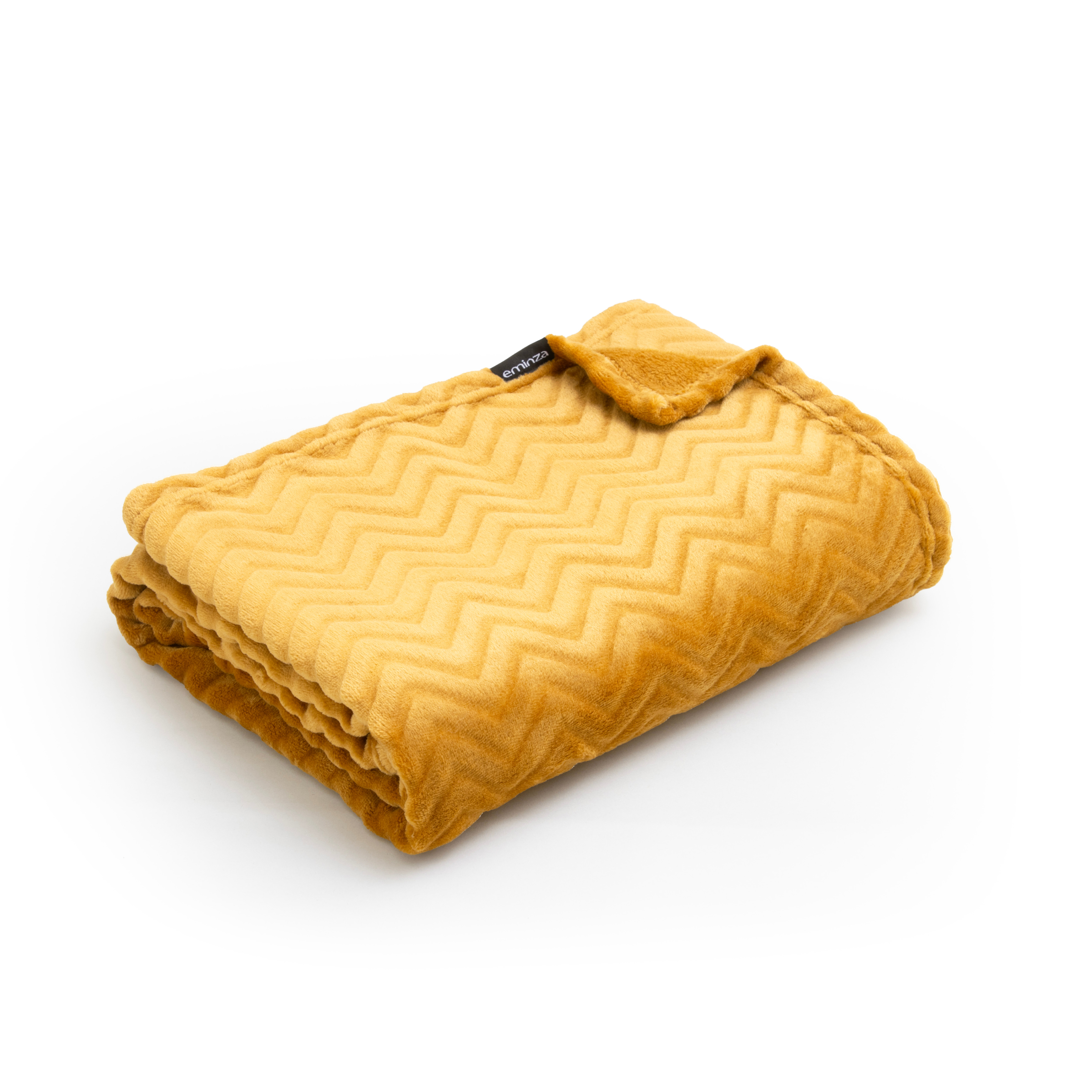 Plaid doux flanelle (180 x 230 cm) Zag Jaune moutarde