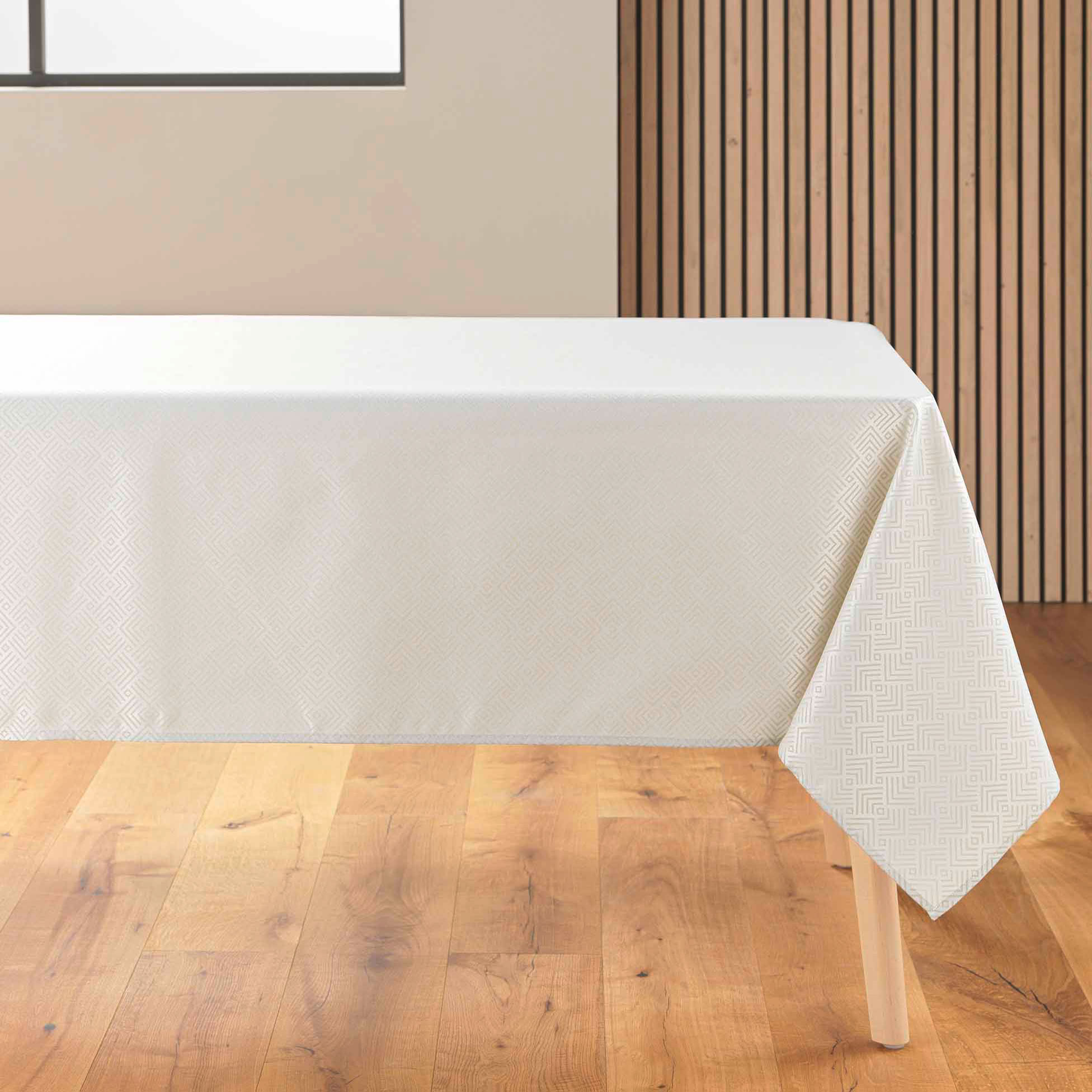 NAPPE RECTANGLE 140 x 250 CM JACQUARD ENDUIT AZULINE NATUREL