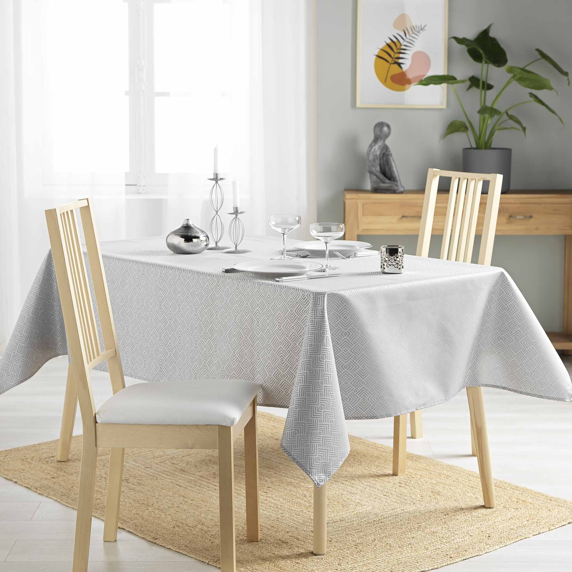 NAPPE RECTANGLE 140 x 250 CM JACQUARD ENDUIT AZULINE GRIS
