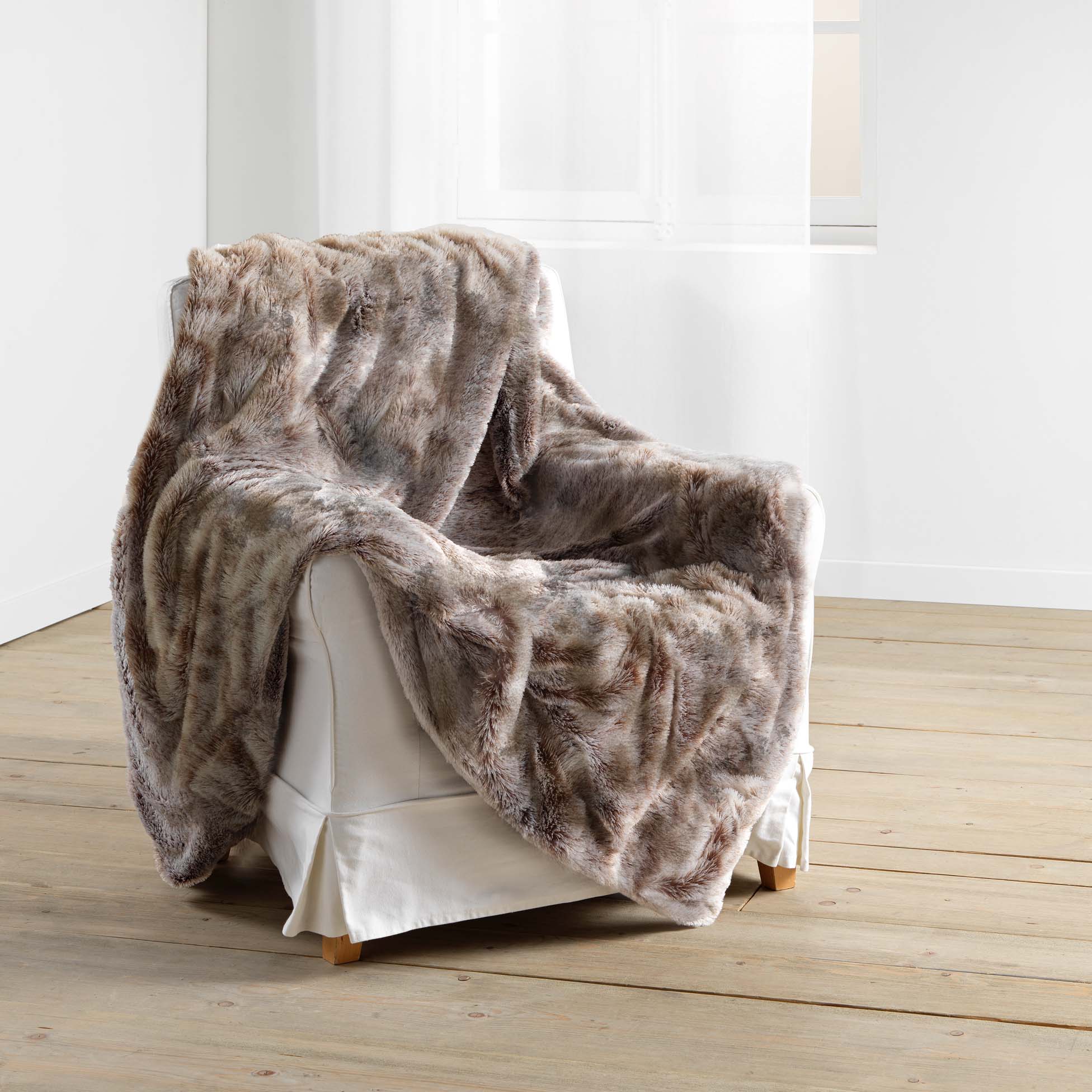 Plaid fausse fourrure (180 x 220 cm) Antartic Chocolat