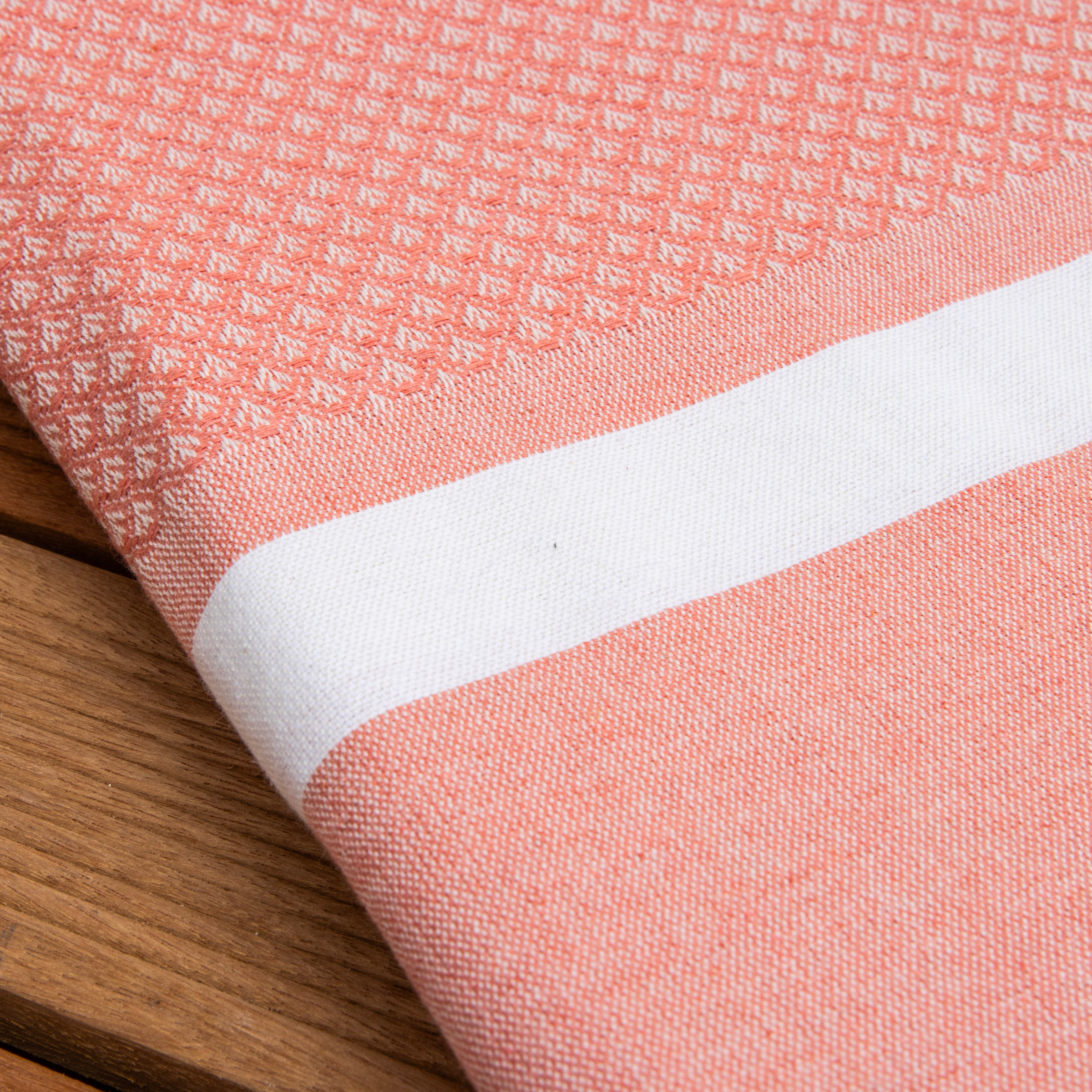  EM - Fouta avec franges 100 x 200 cm Coton tissŽ teint SELMA Corail 