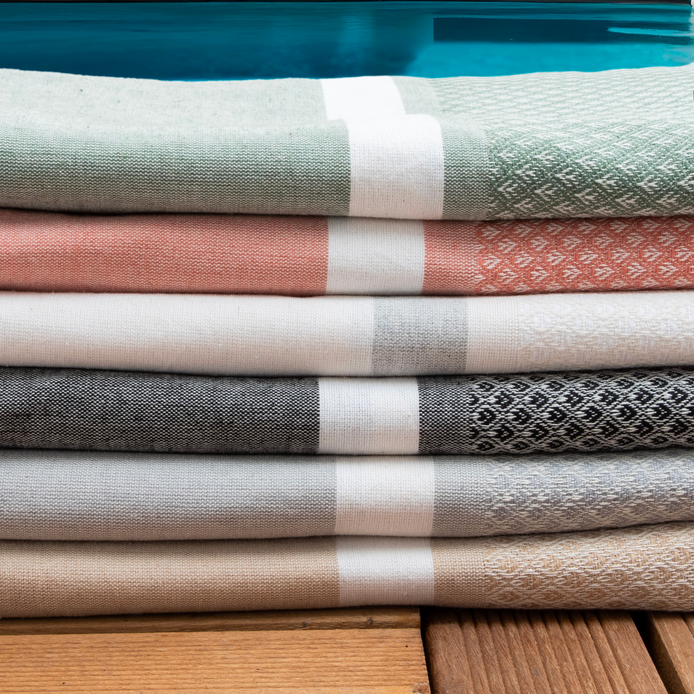  EM - Fouta avec franges 100 x 200 cm Coton tissŽ teint SELMA Corail 