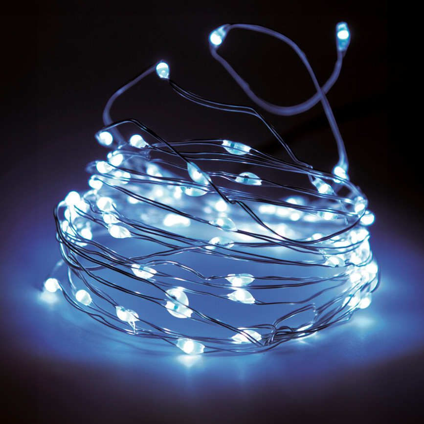 FIL D'ARGENT - 320 MICRO LED BLANC FROID INTERIEUR/EXTERIEUR + BOITIER CLIGNOTEUR 8 FONCTIONS + TIMER